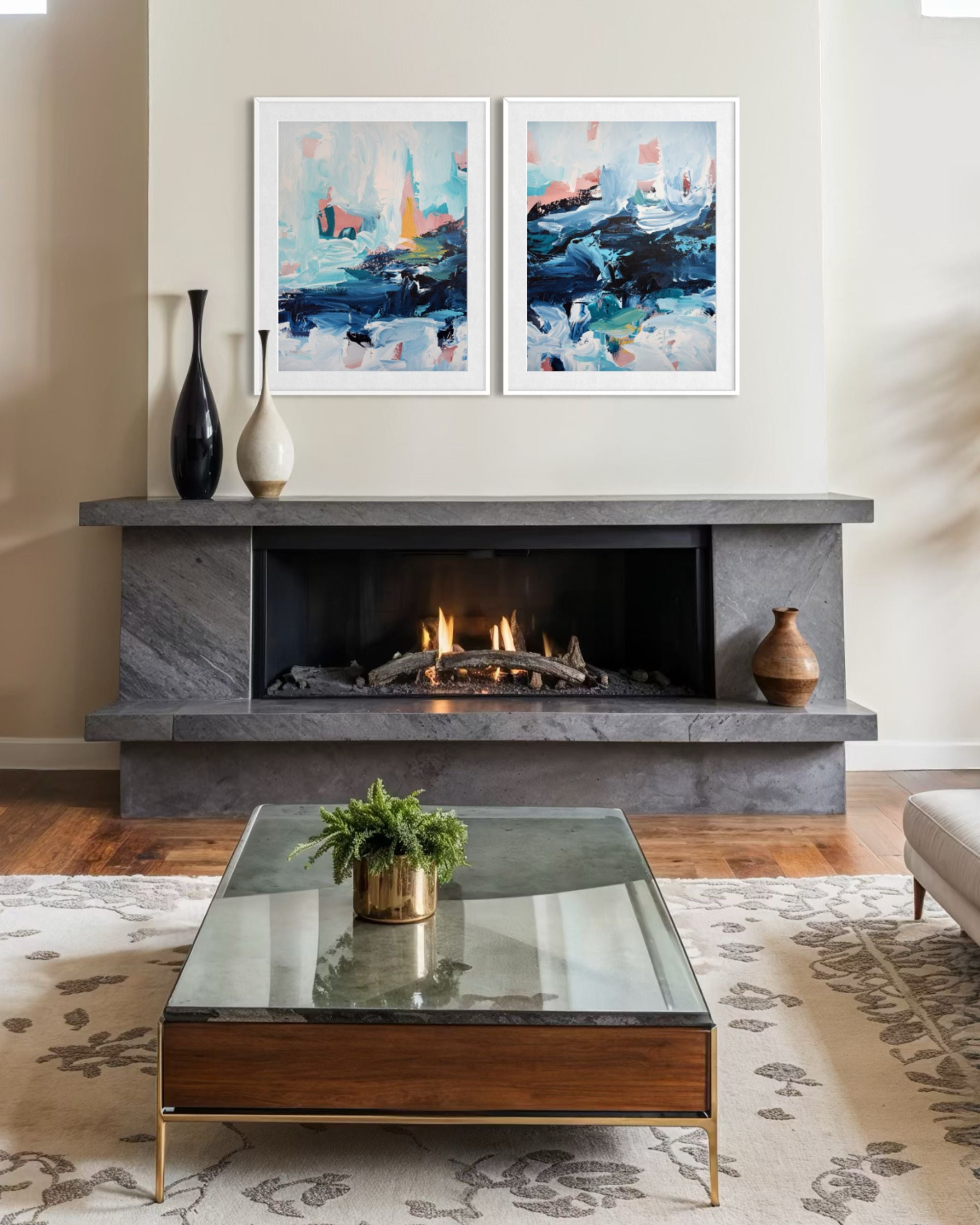 Abstract River Flow Set Of 2 Prints