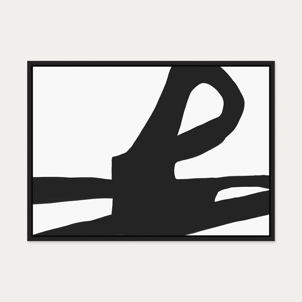 Modern Black & White Lines Canvas Art — 50 x 70 cm — Black Frame