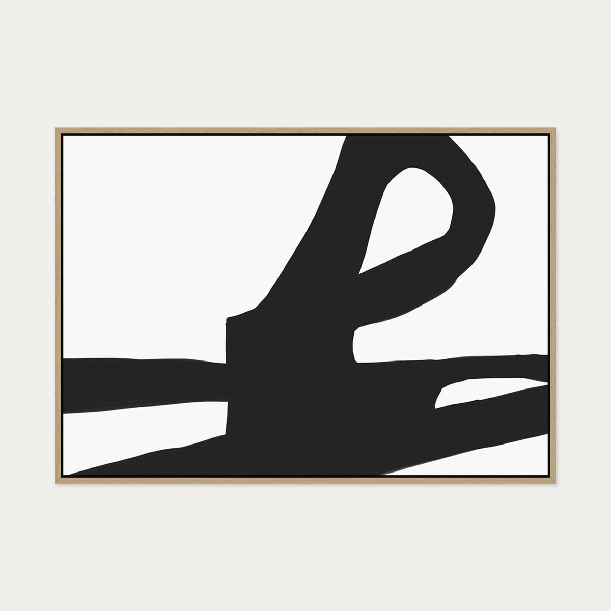 Modern Black & White Lines Canvas Art — 70 x 100 cm — Oak Frame