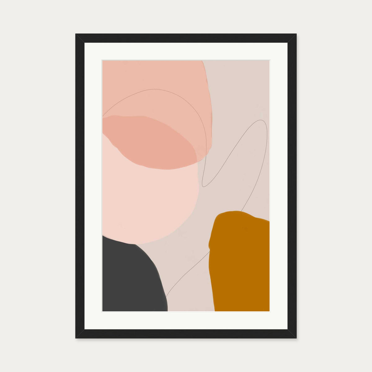 Modern Blush Abstract Art Print — 50 x 70 cm — Black Frame