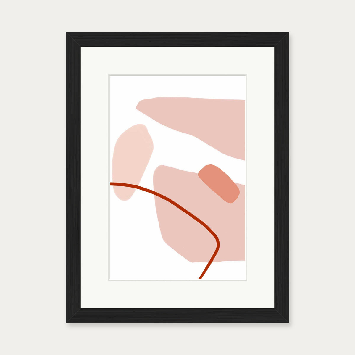 Modern Blush Strokes Art Print — 30 x 40 cm — Black Frame