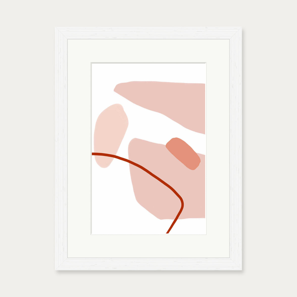 Modern Blush Strokes Art Print — 30 x 40 cm — White Frame