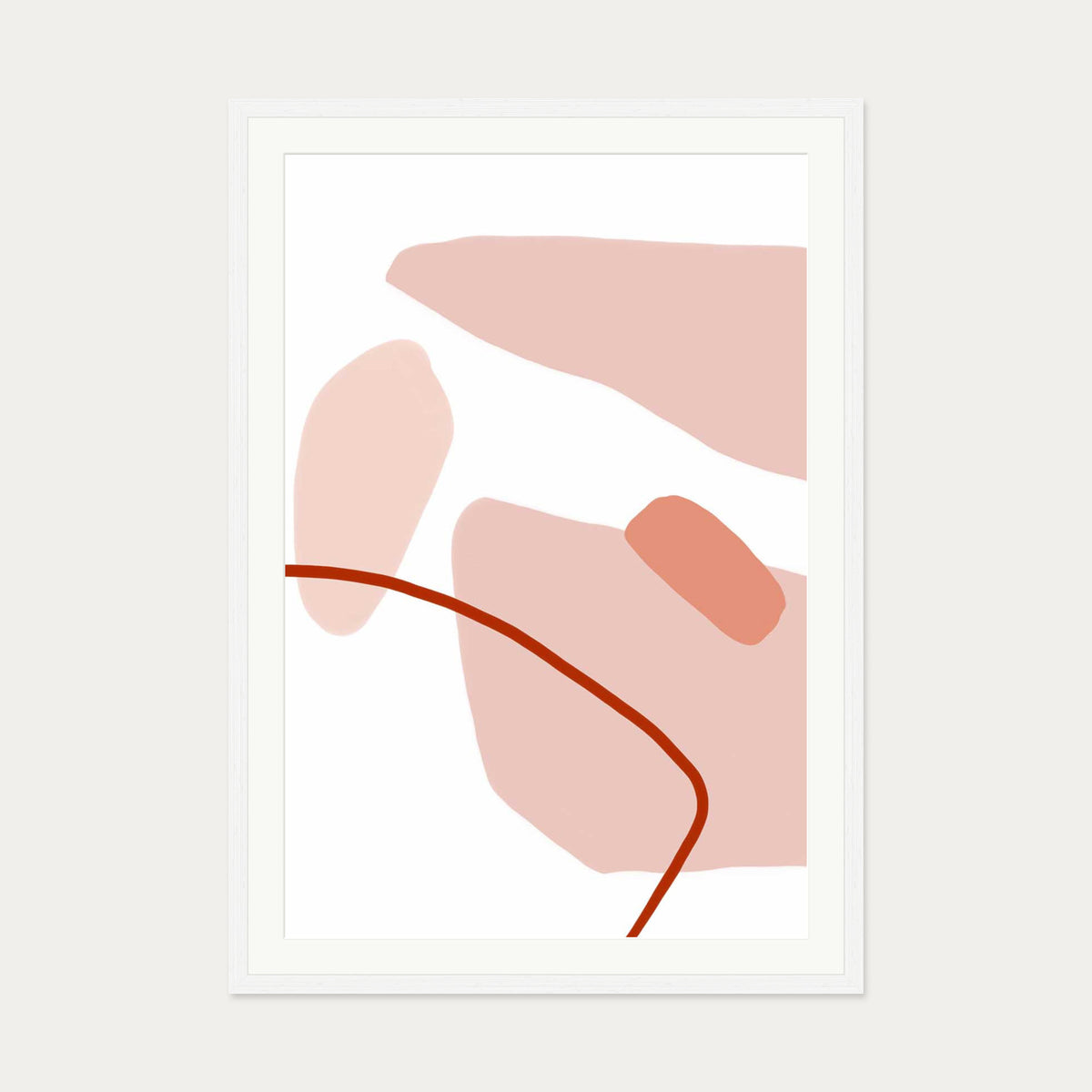 Modern Blush Strokes Art Print — 70 x 100 cm — White Frame