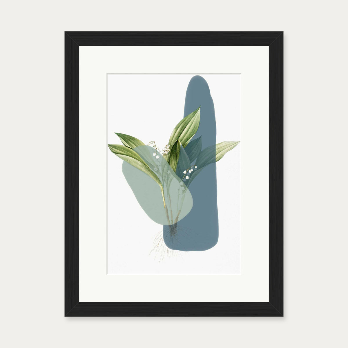 Modern Botanical Abstract Art Print — 30 x 40 cm — Black Frame