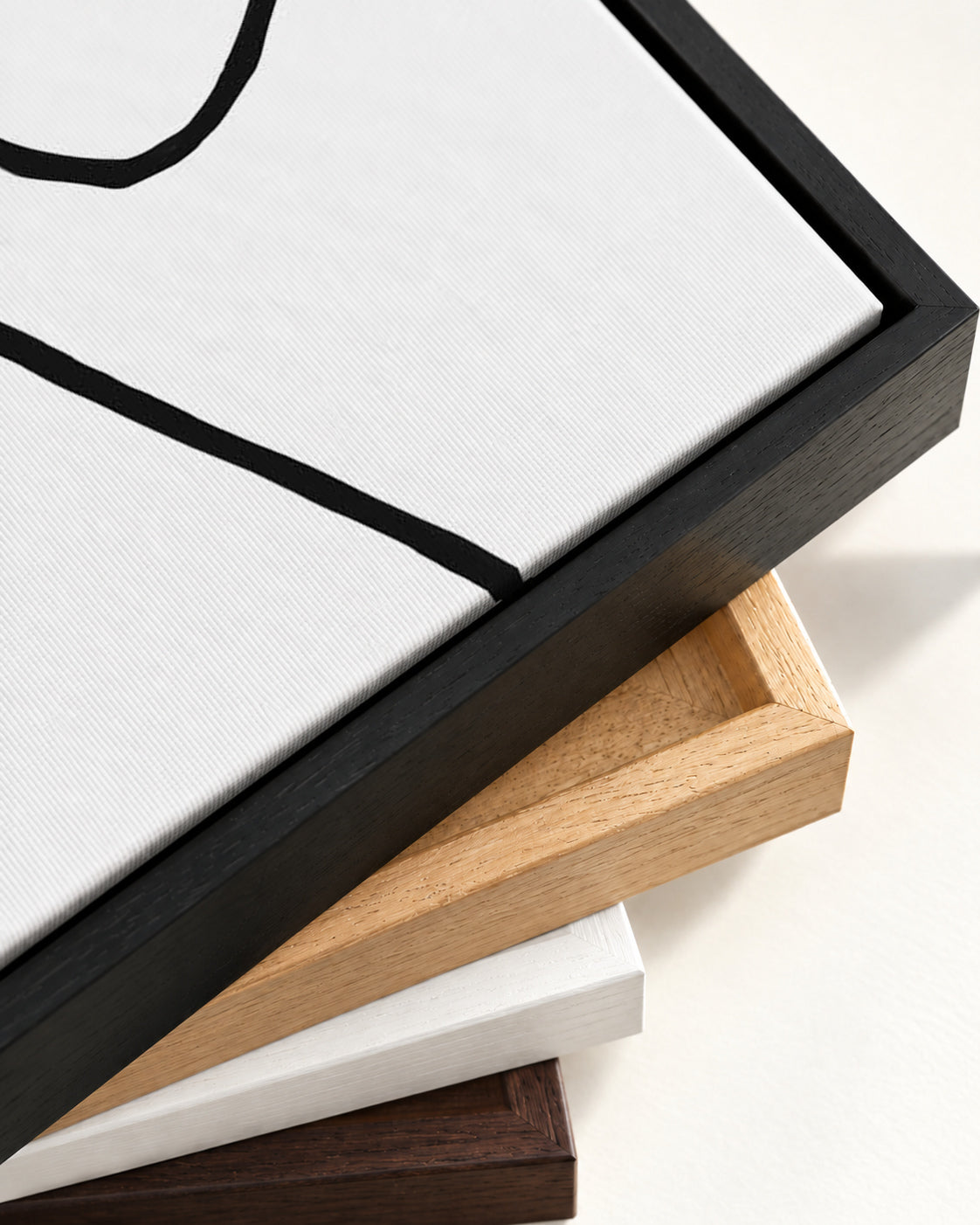 Modern Curly Line Canvas Art — framed canvas corner and wrapped canvas detail