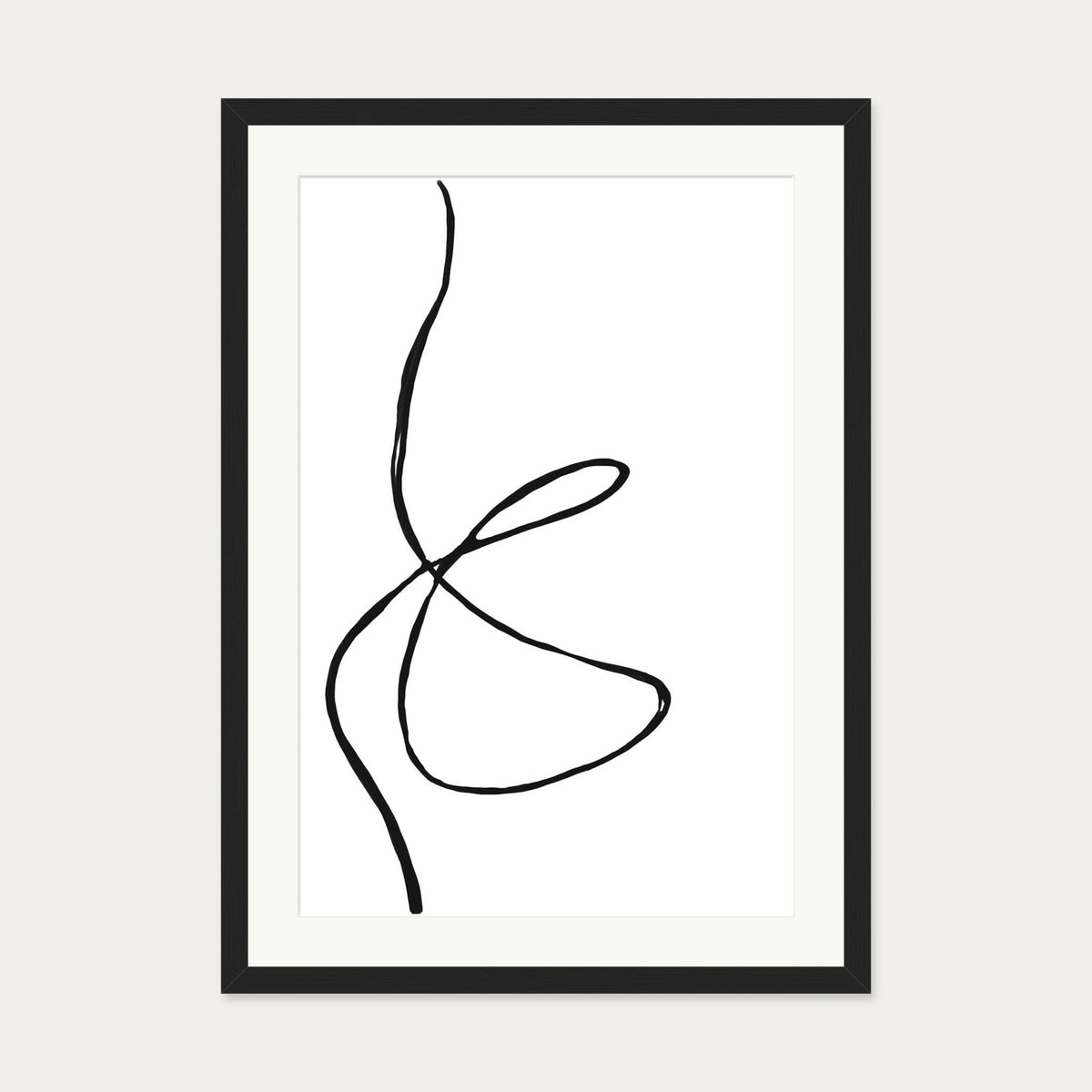 Modern Line Drawing Art Print — 50 x 70 cm — Black Frame