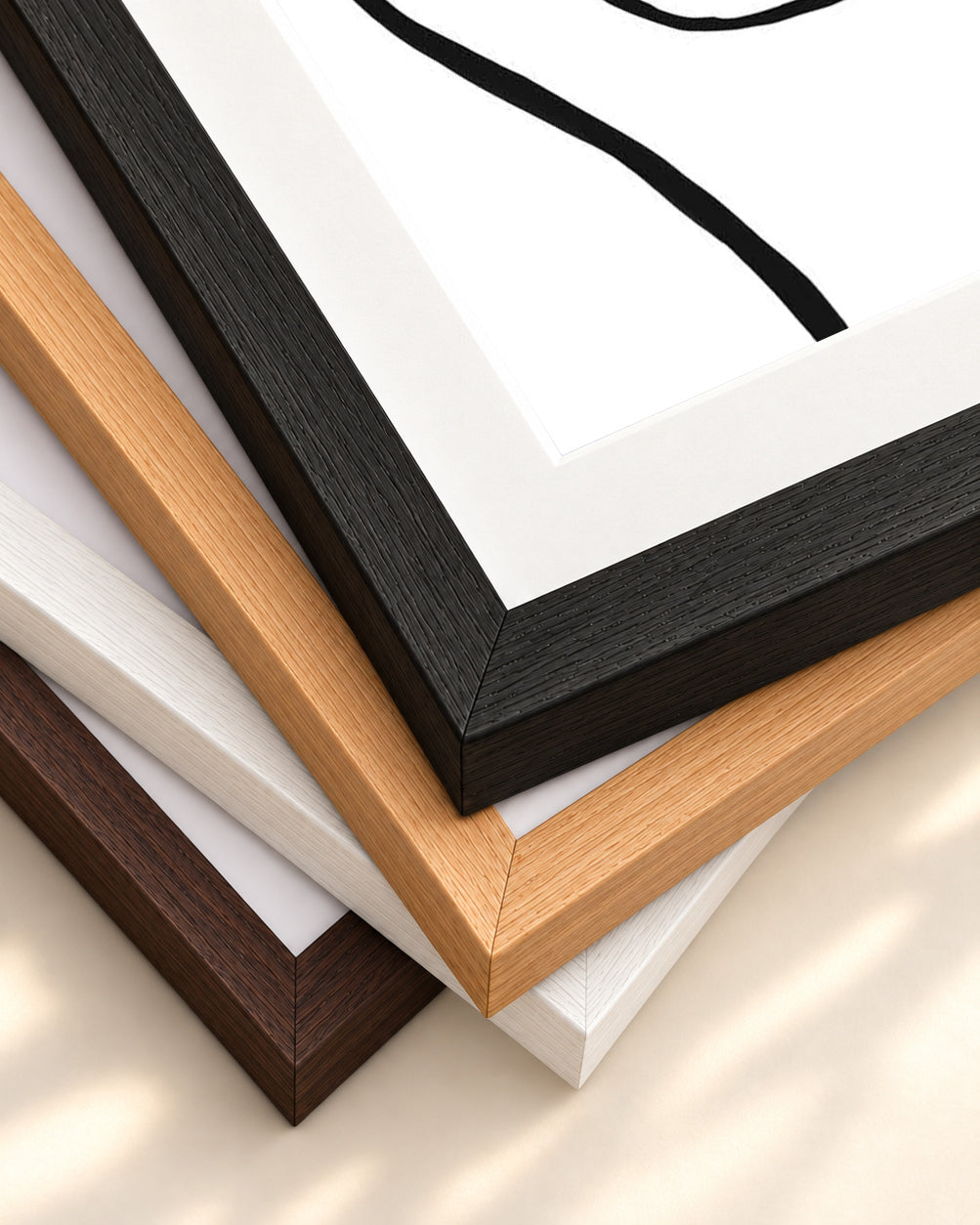 Modern Line Drawing Art Print — framed print corner with 5 cm mount and bevel
