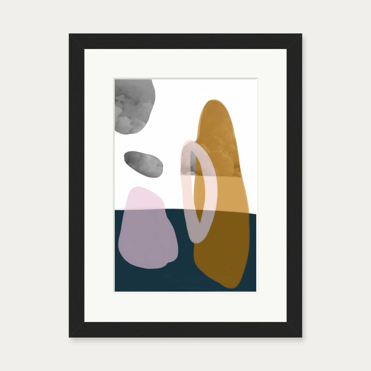 Modern Shapes Collage Art Print — 30 x 40 cm — Black Frame