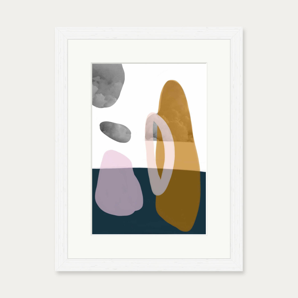 Modern Shapes Collage Art Print — 30 x 40 cm — White Frame