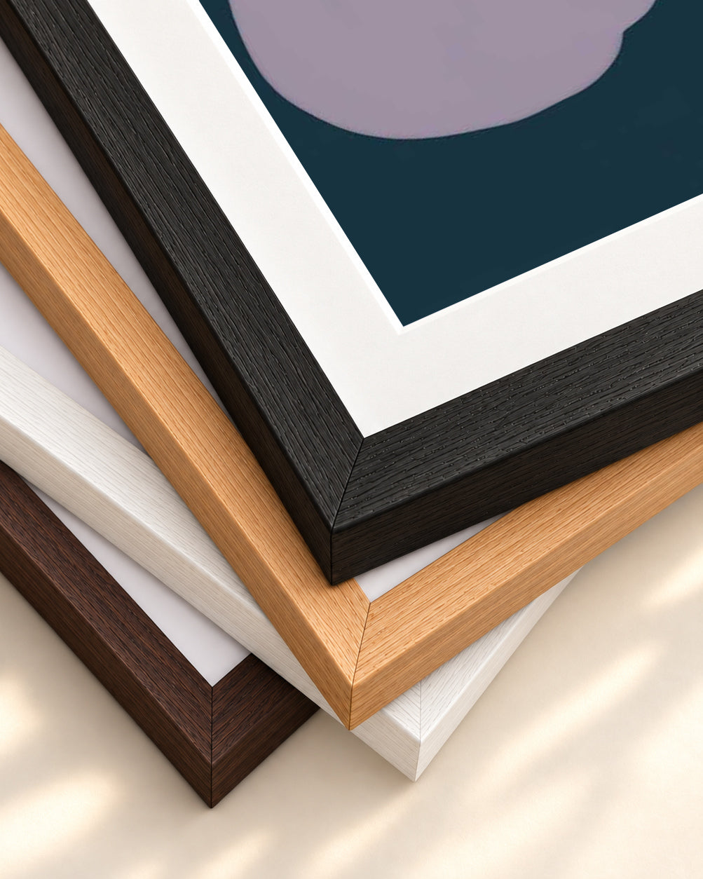 Modern Shapes Collage Art Print — framed print corner with 5 cm mount and bevel