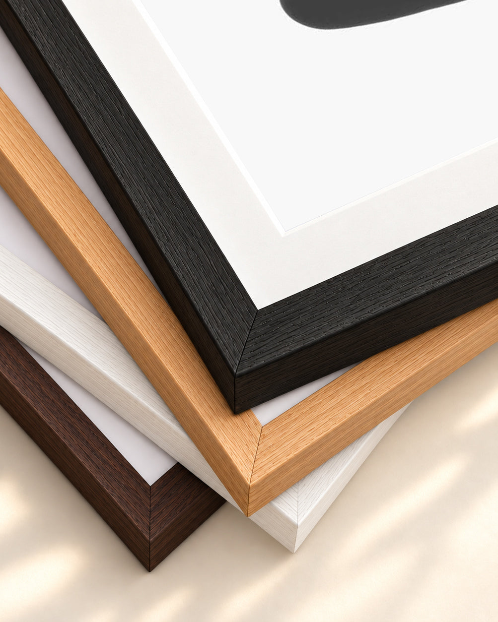 Modern Shapes With Line Art Print — framed print corner with 5 cm mount and bevel