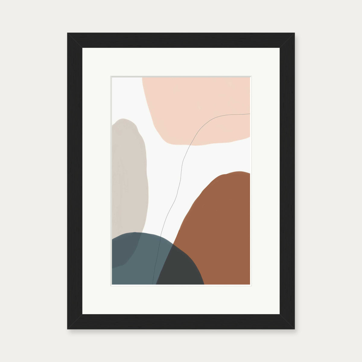 Modern Soft Shapes Art Print — 30 x 40 cm — Black Frame