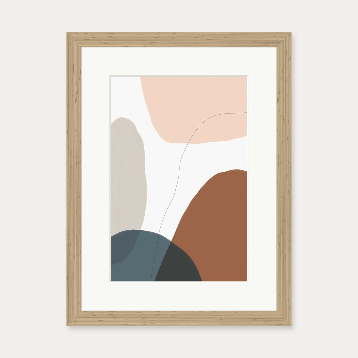 Modern Soft Shapes Art Print — 30 x 40 cm — Oak Frame