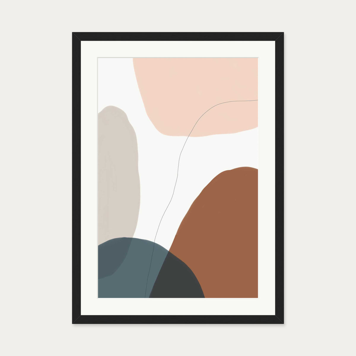 Modern Soft Shapes Art Print — 50 x 70 cm — Black Frame