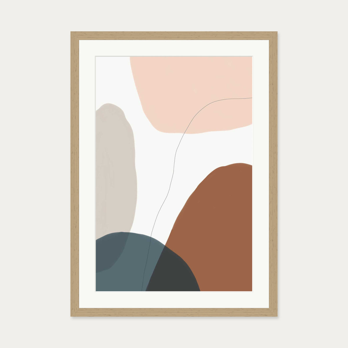 Modern Soft Shapes Art Print — 50 x 70 cm — Oak Frame