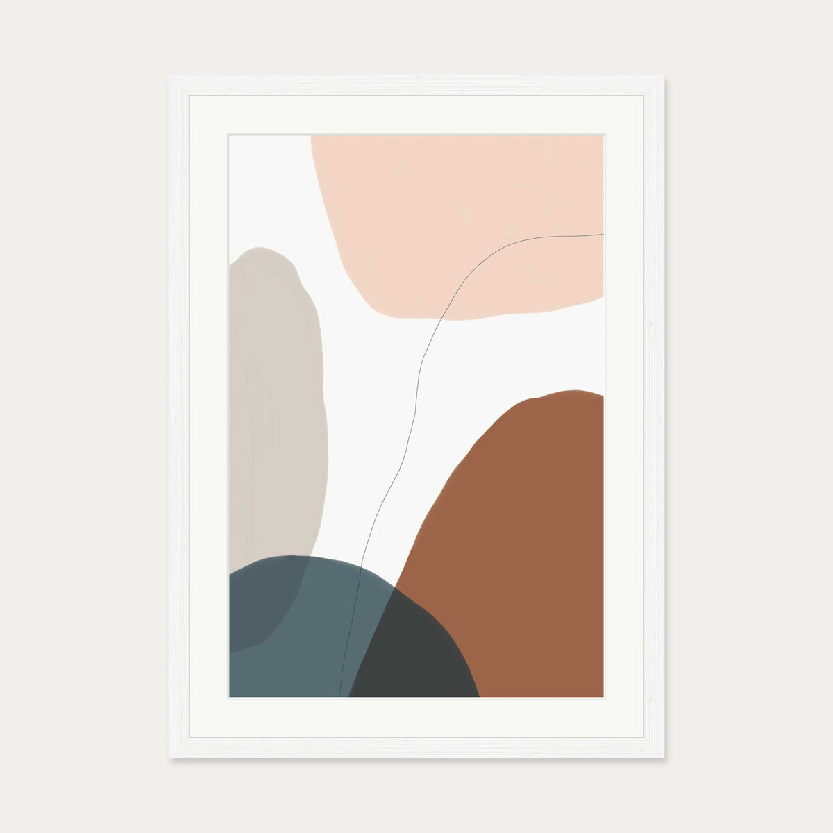 Modern Soft Shapes Art Print — 50 x 70 cm — White Frame