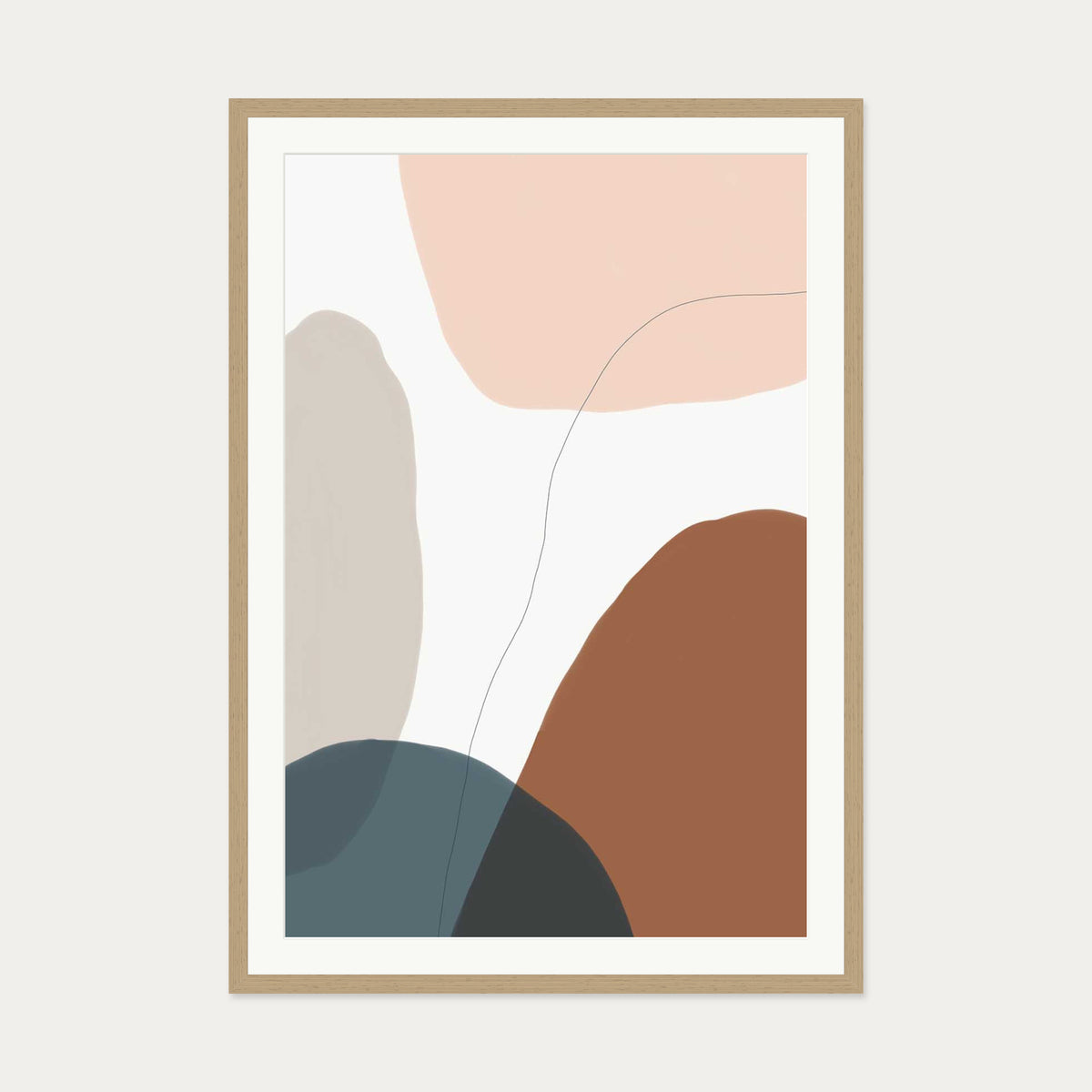 Modern Soft Shapes Art Print — 70 x 100 cm — Oak Frame