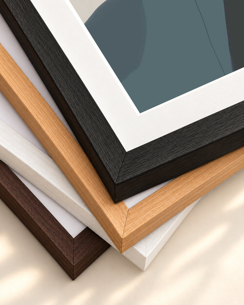 Modern Soft Shapes Art Print — framed print corner with 5 cm mount and bevel