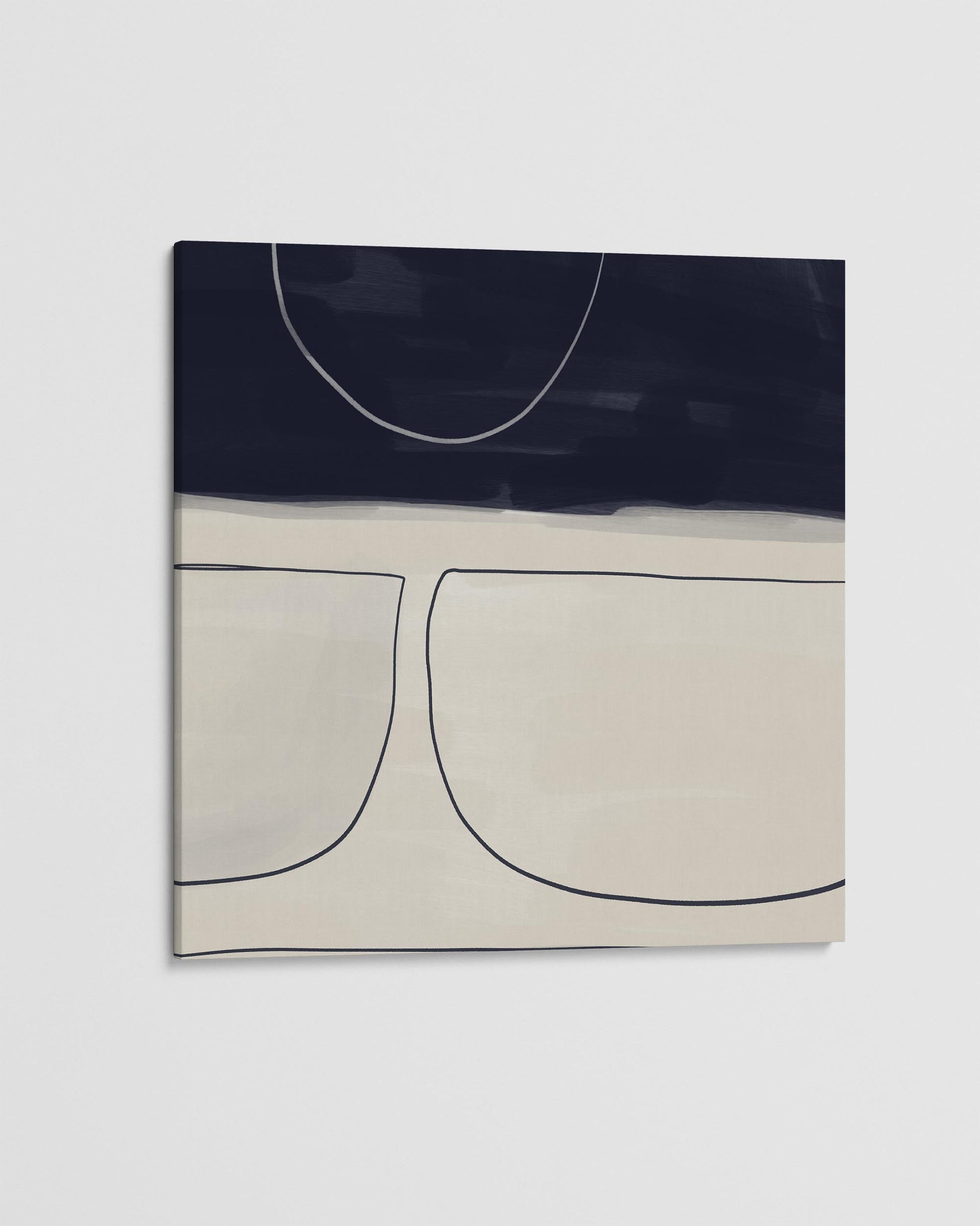 Abstract art piece with geometric shapes on a white background