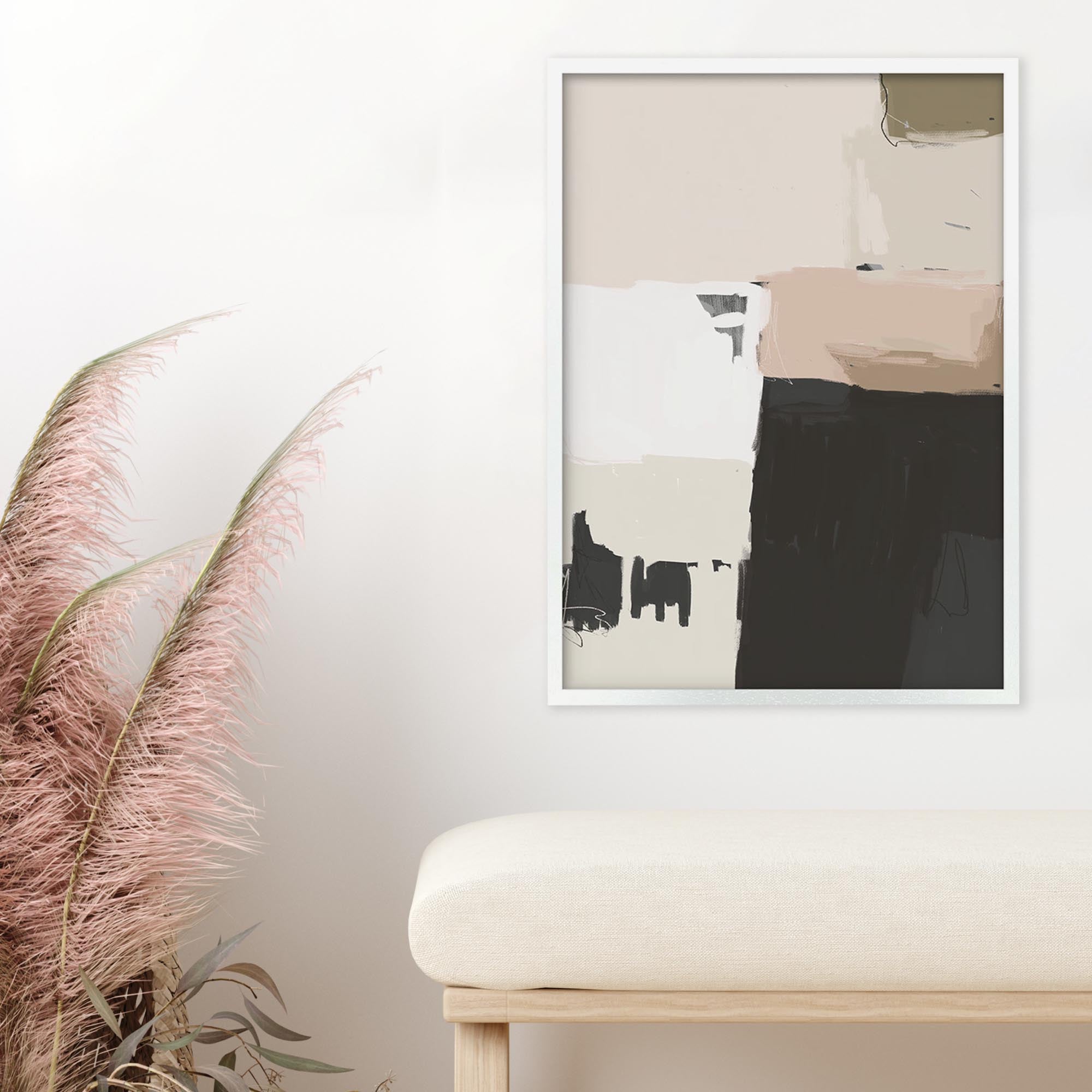 Abstract Beige Framed Print