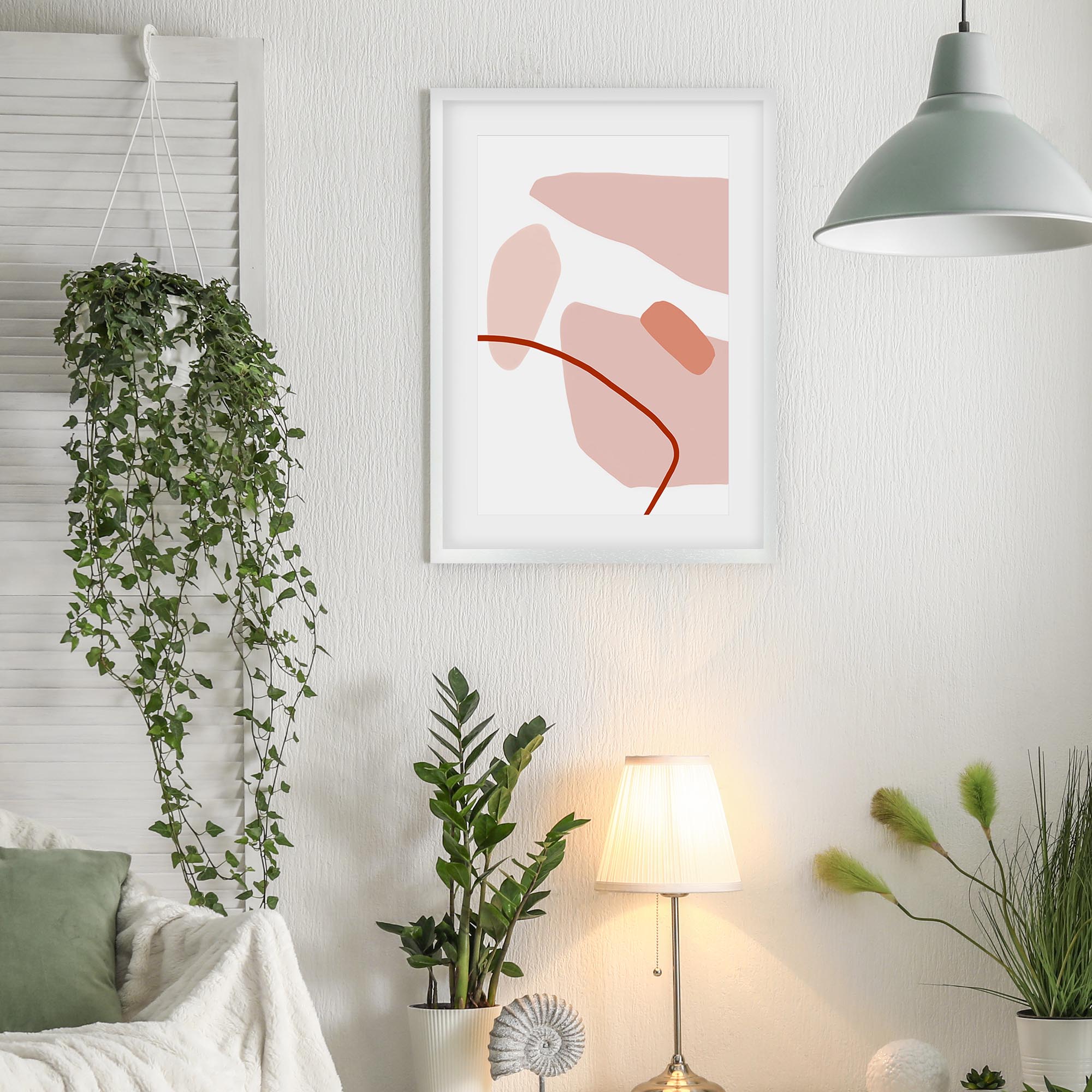 Modern Blush Strokes Framed Art