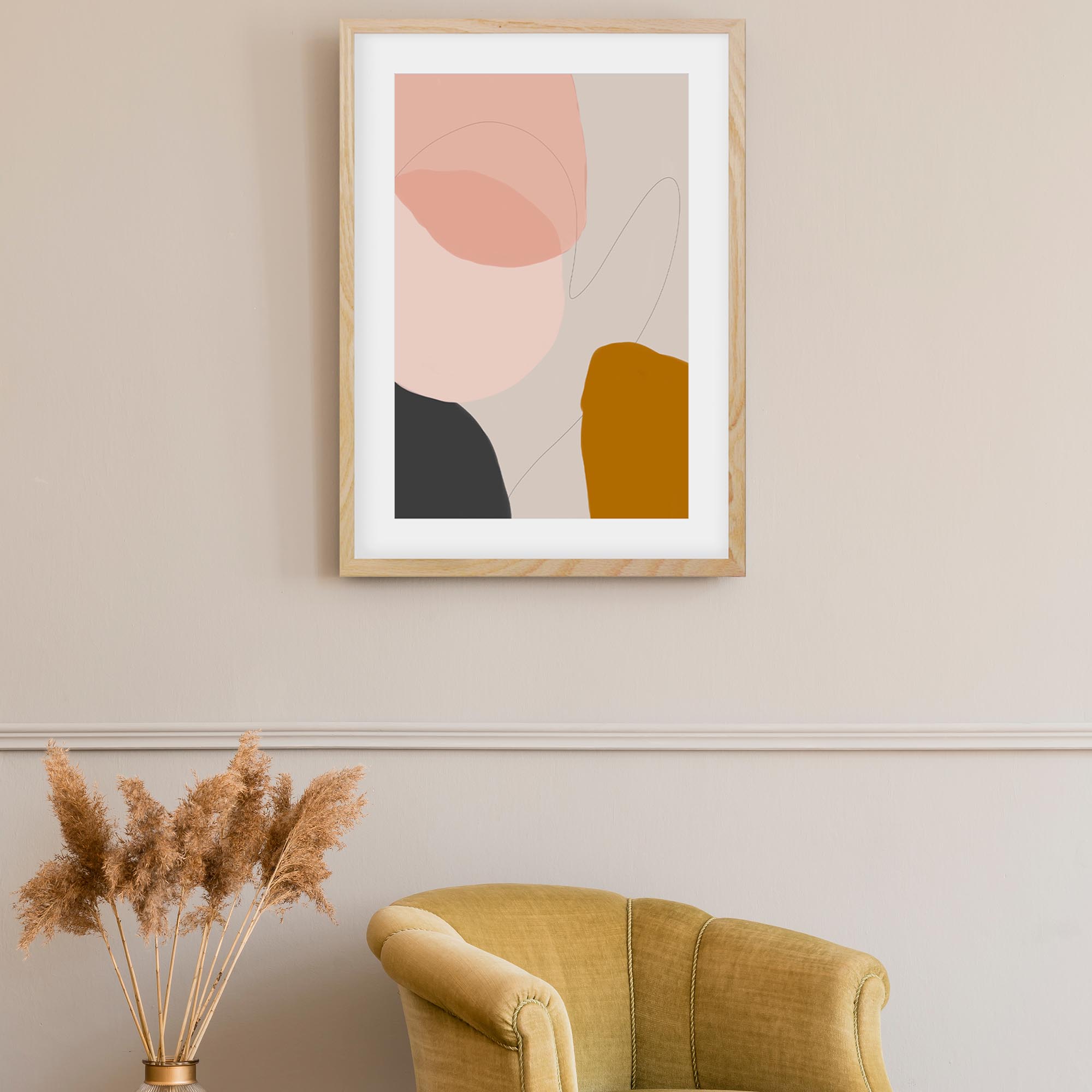 Modern Blush Abstract Framed Art