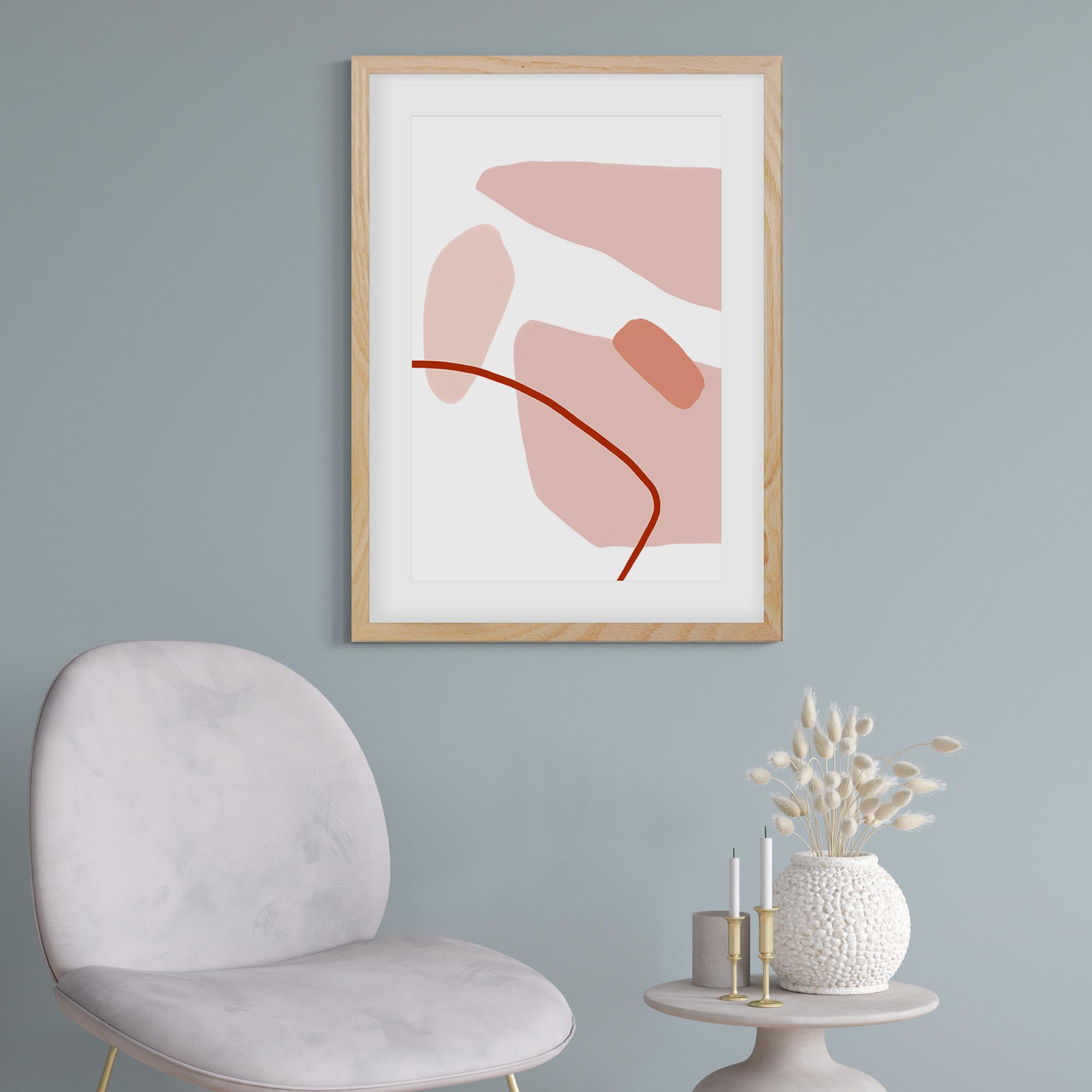 Modern Blush Strokes Framed Art