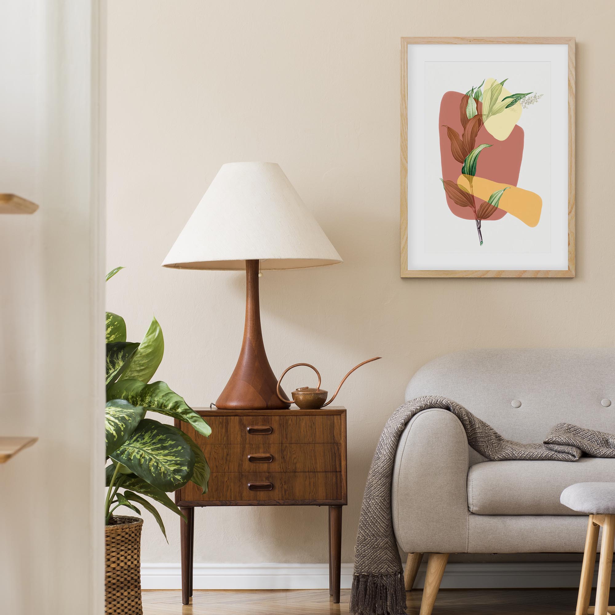 Abstract Leaf Illustration Framed Art