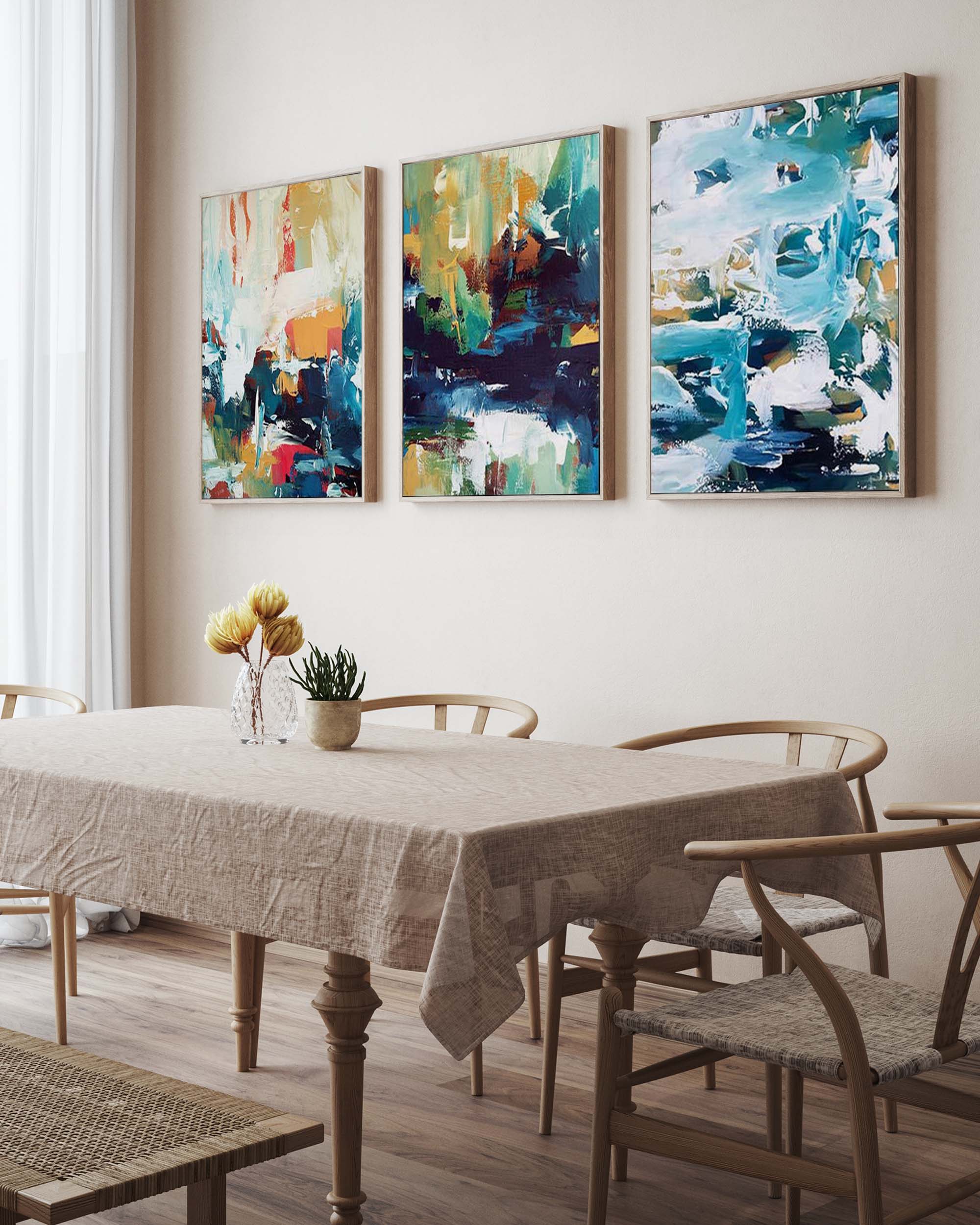 Modern Colour Block Canvas Set Of 3