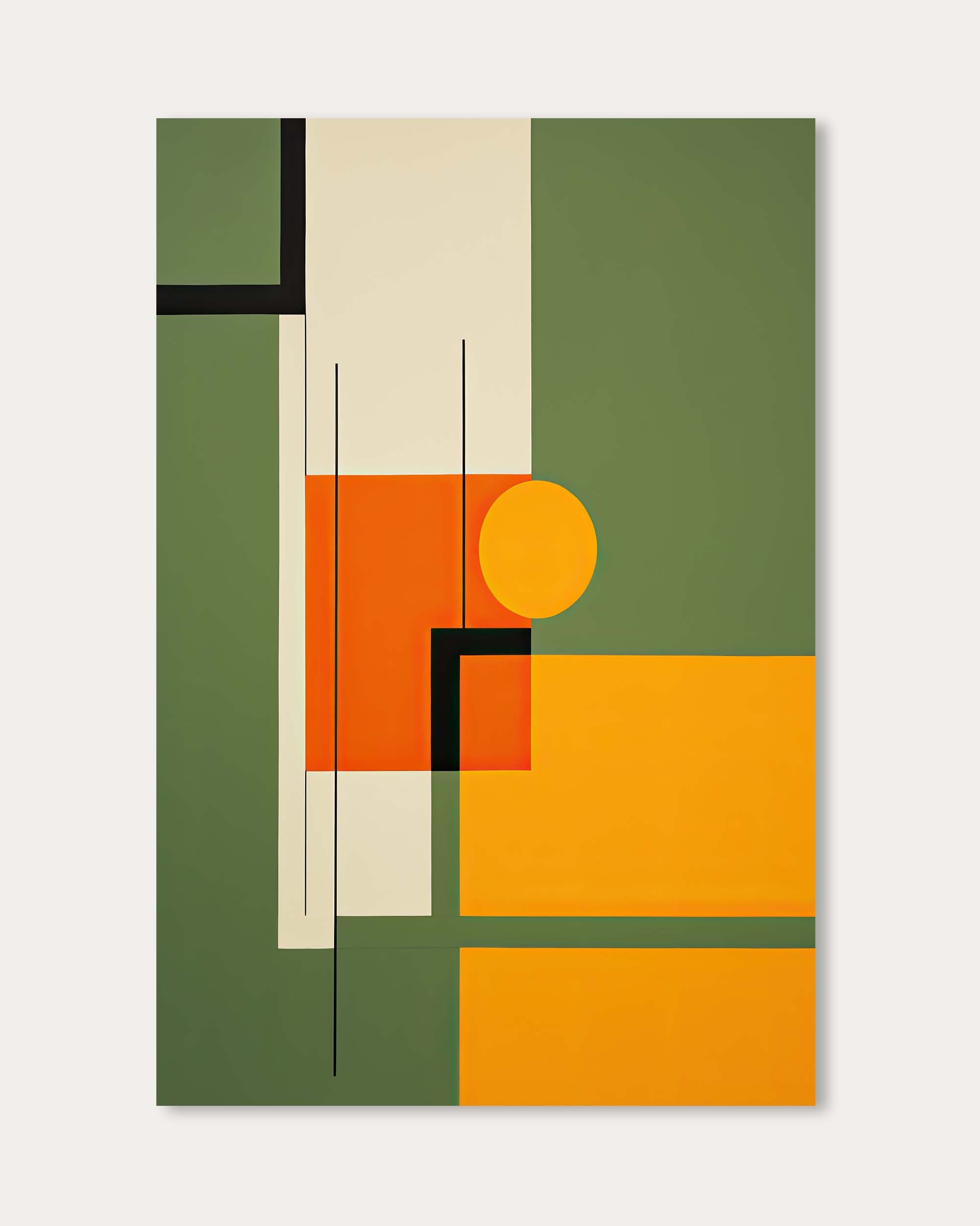Sage On Orange Abstract Art Print