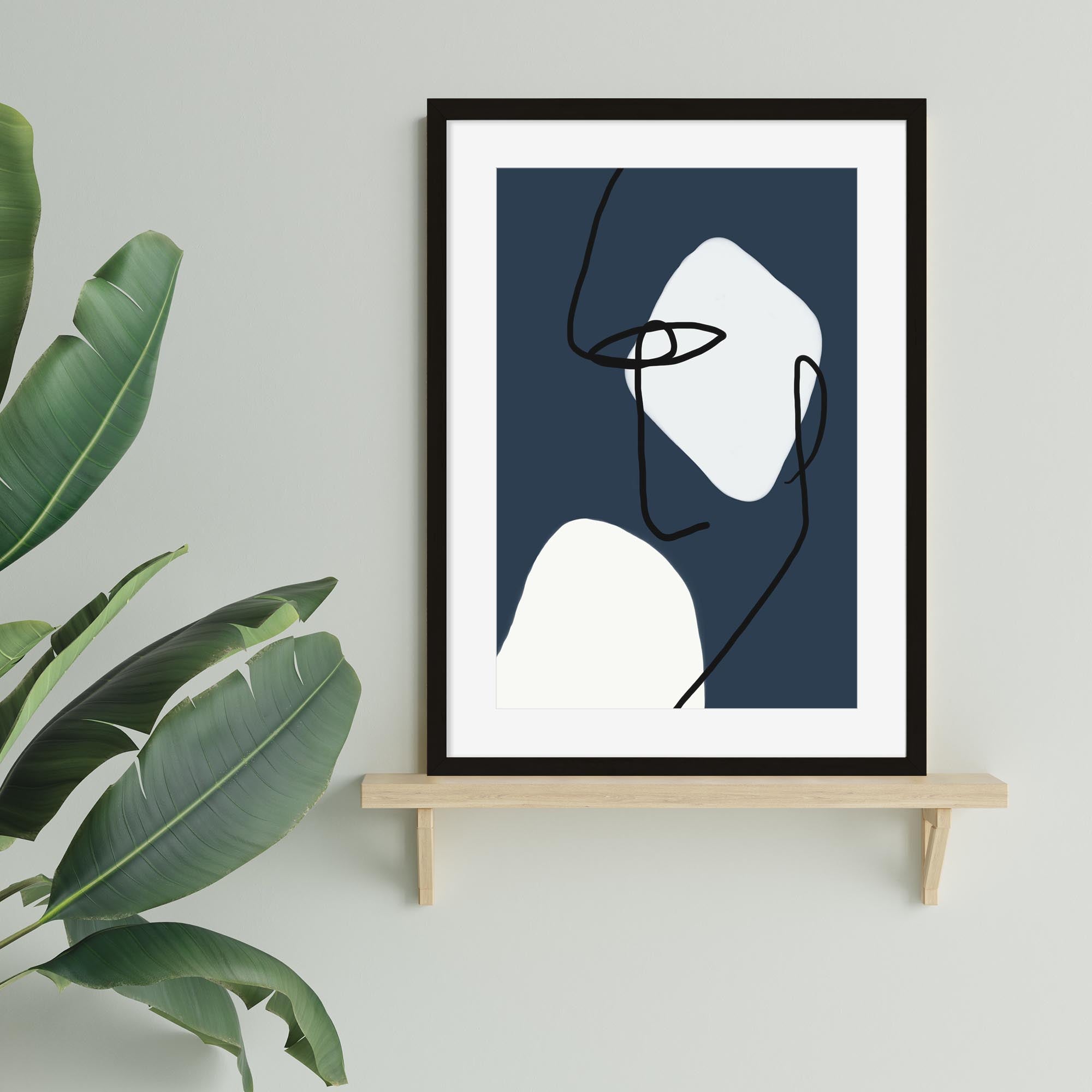 Navy Blues Line Framed Art