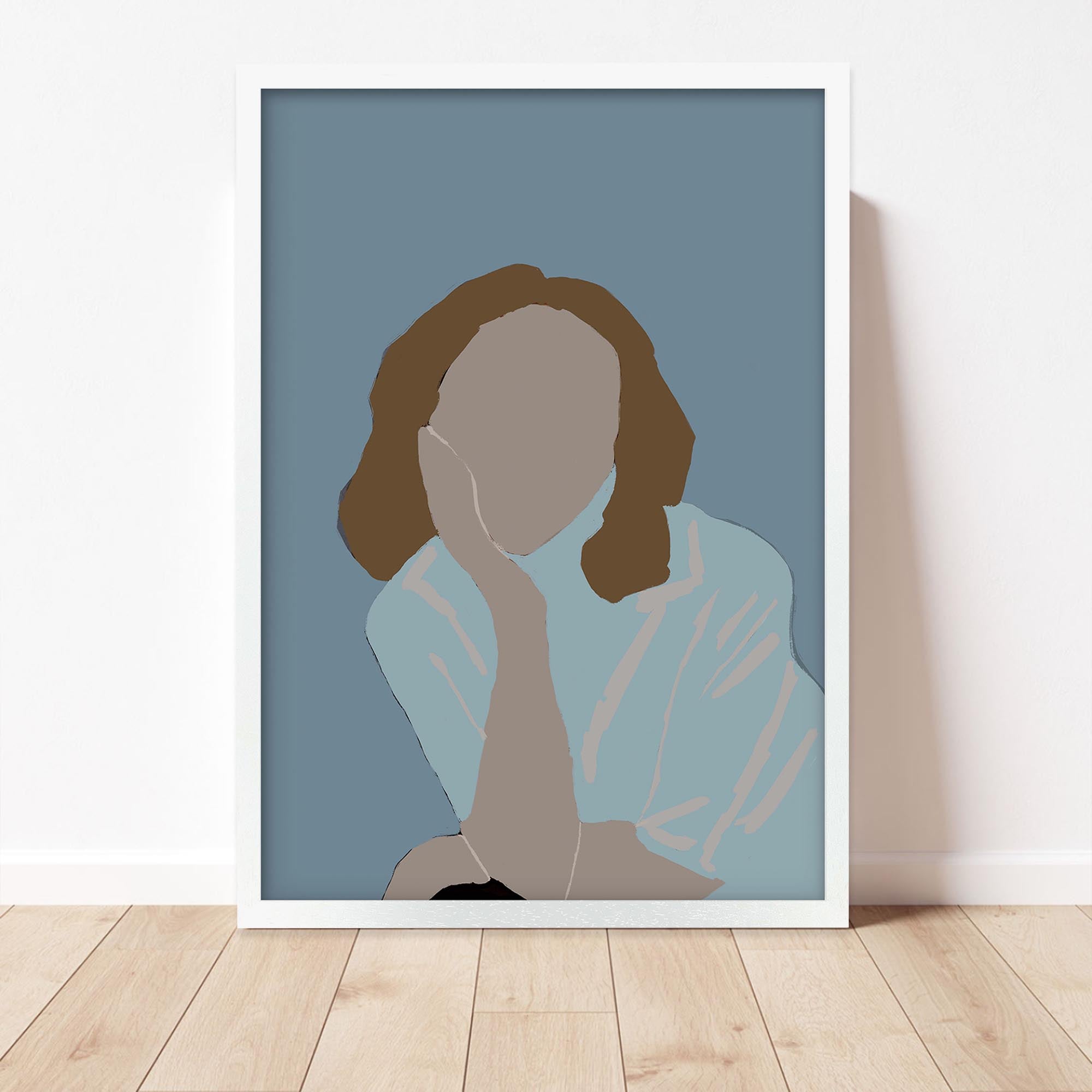 Posing Woman In Blue Framed Art