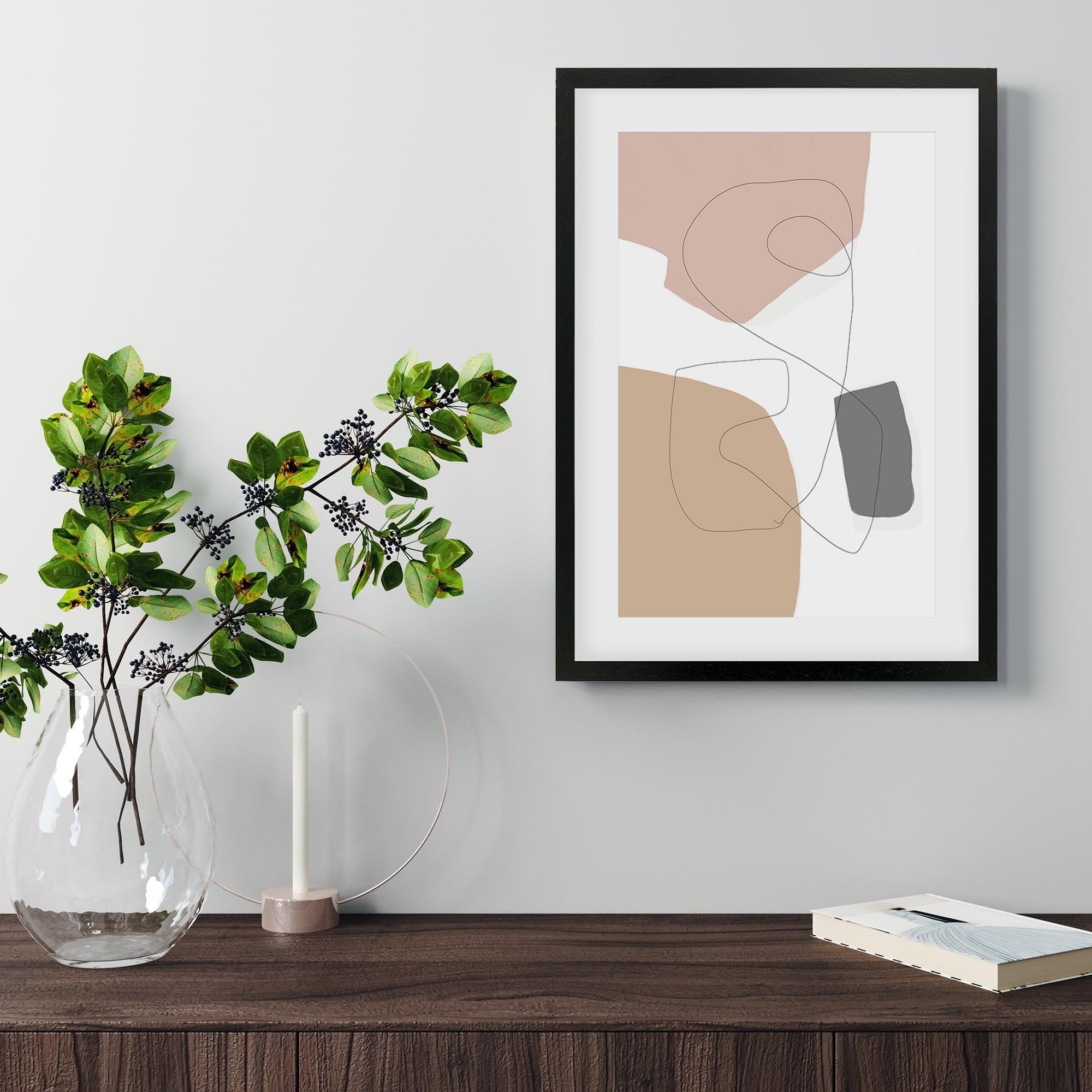 Scandi Shapes With Lines 2 Framed Art