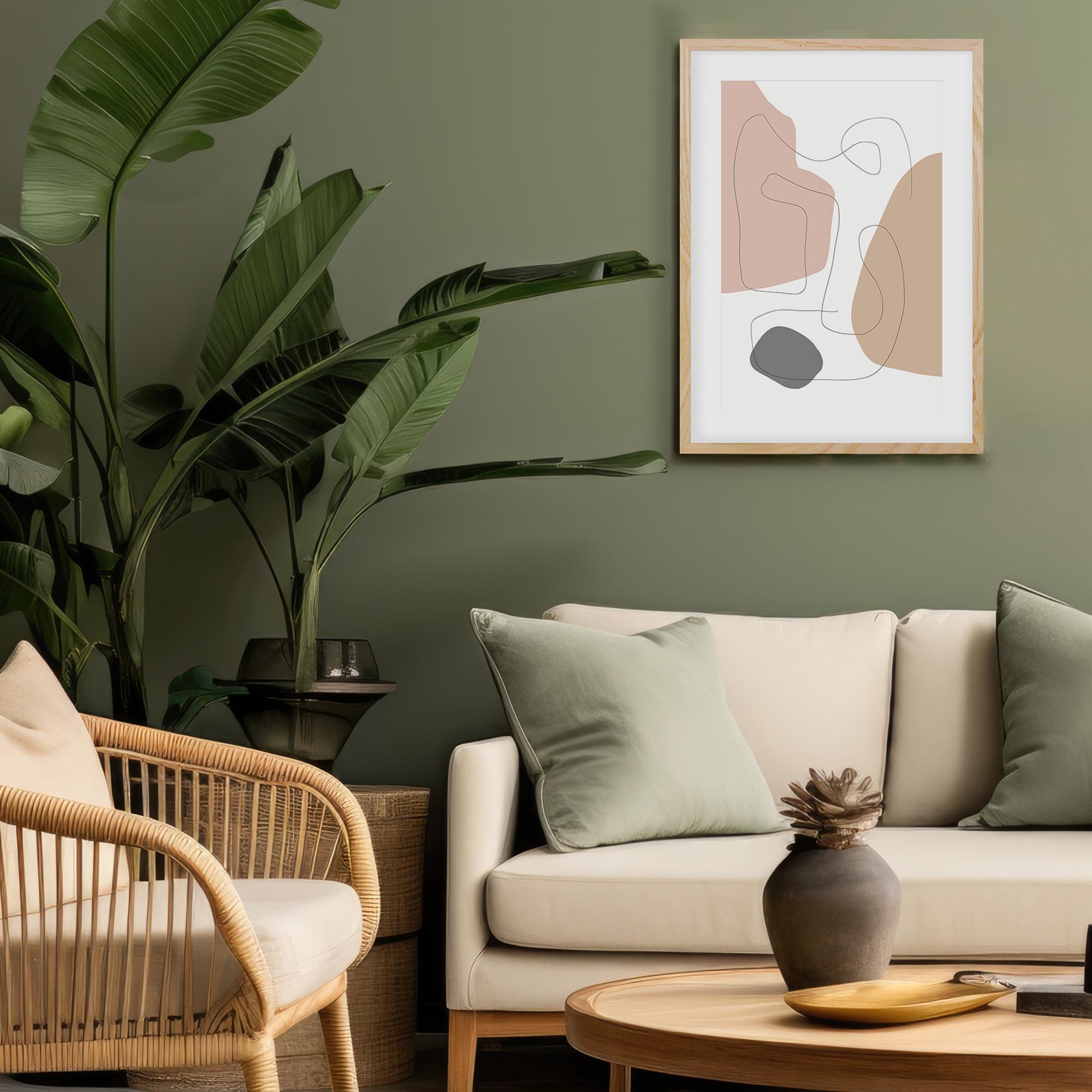 Scandi Shapes With Lines Framed Art