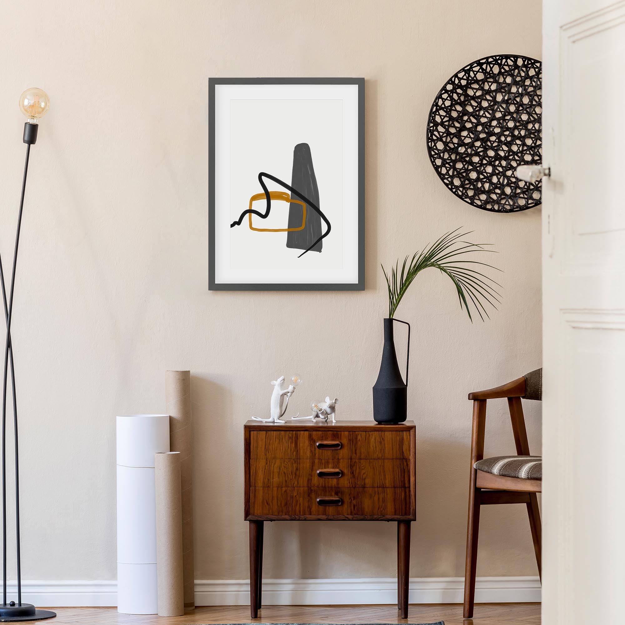 Abstract Illustration And Lines Framed Art