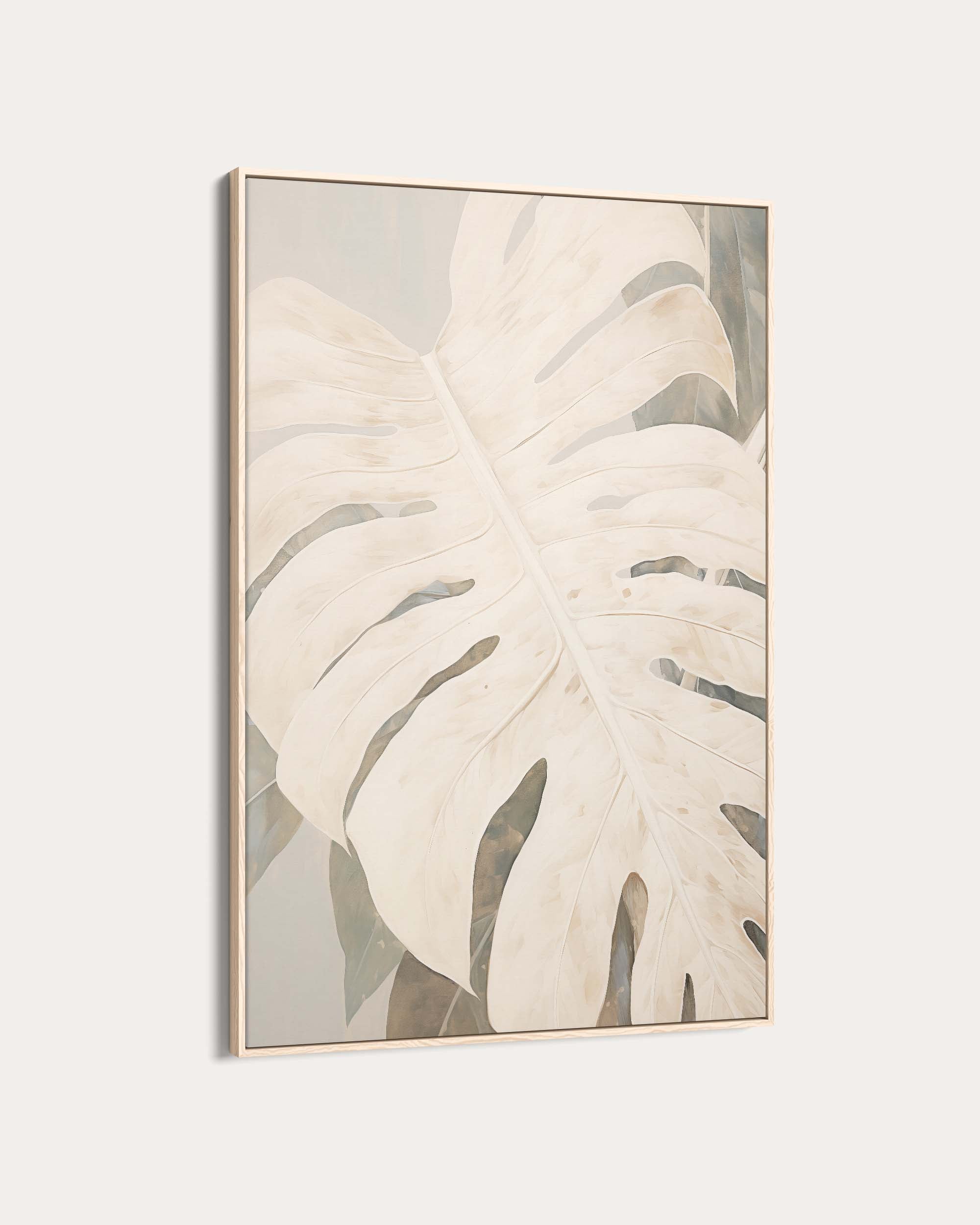 White Monstera Leaf Wall Art Print