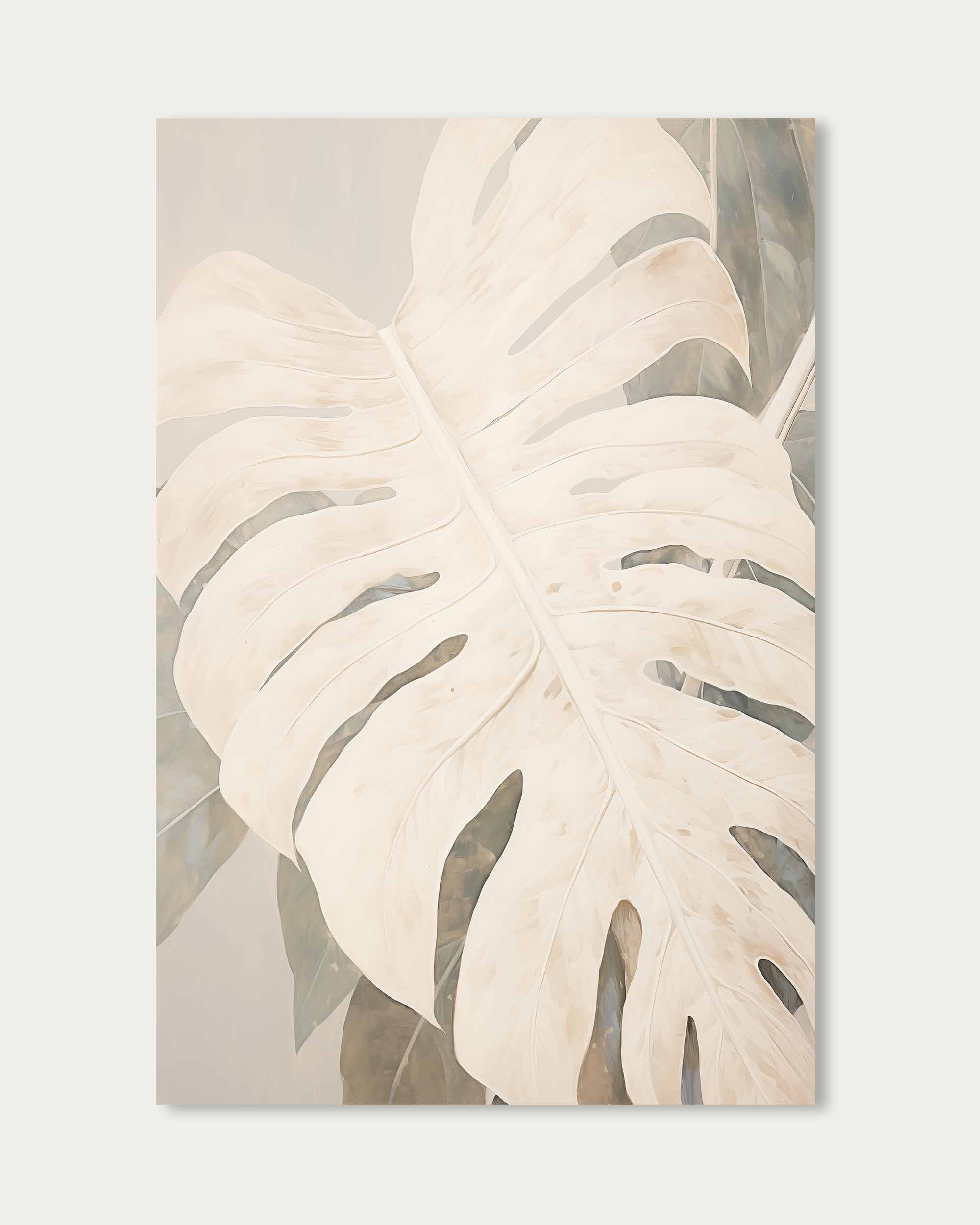 White Monstera Leaf Wall Art Print