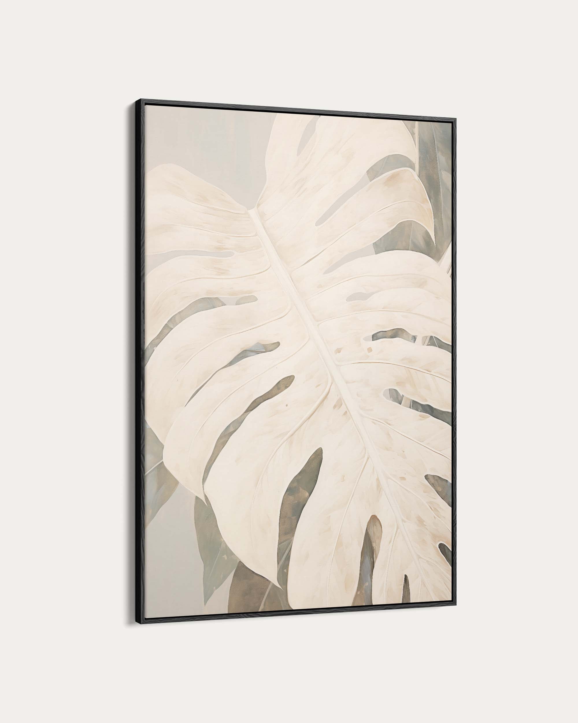 White Monstera Leaf Wall Art Print