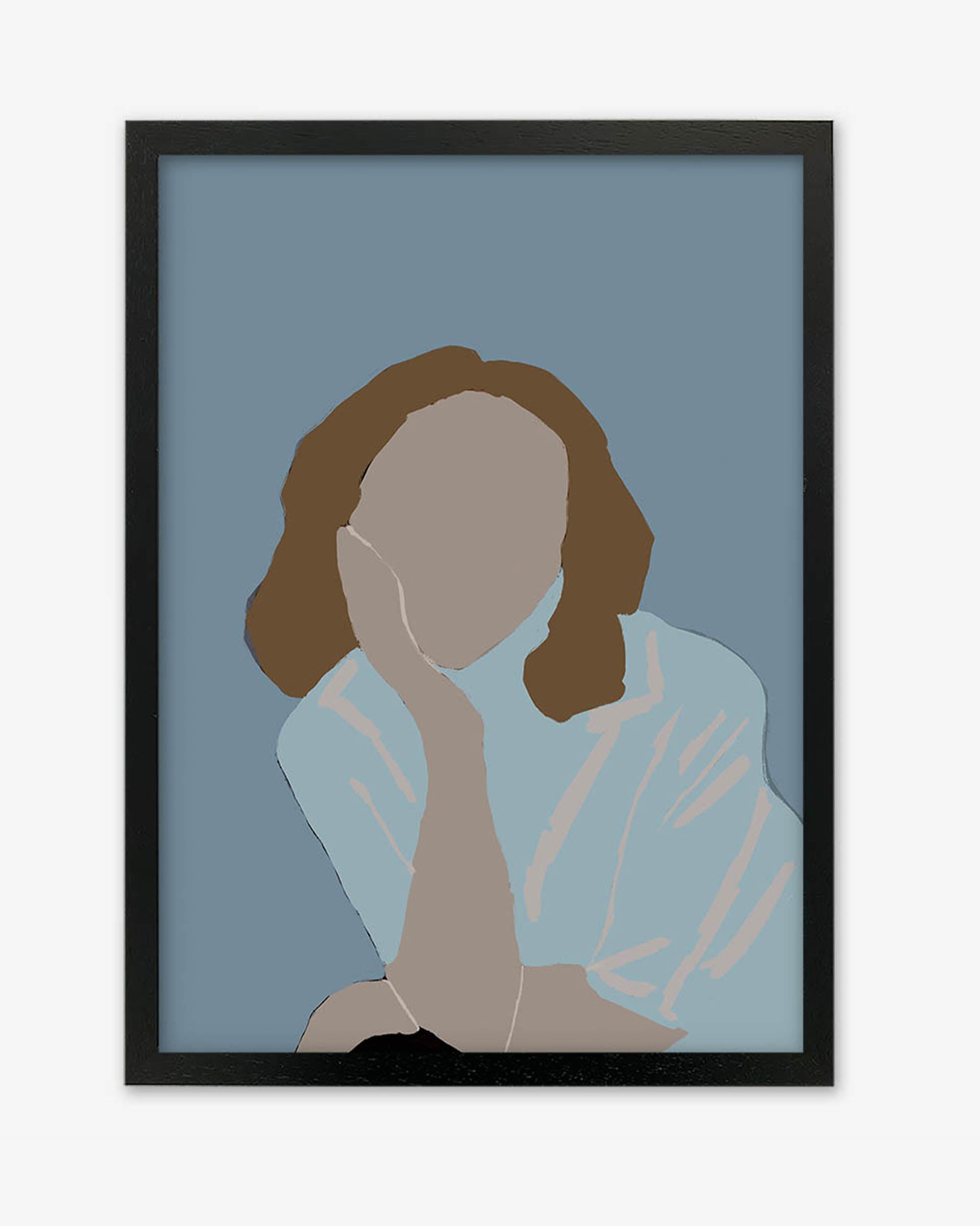 Posing Woman In Blue Framed Art