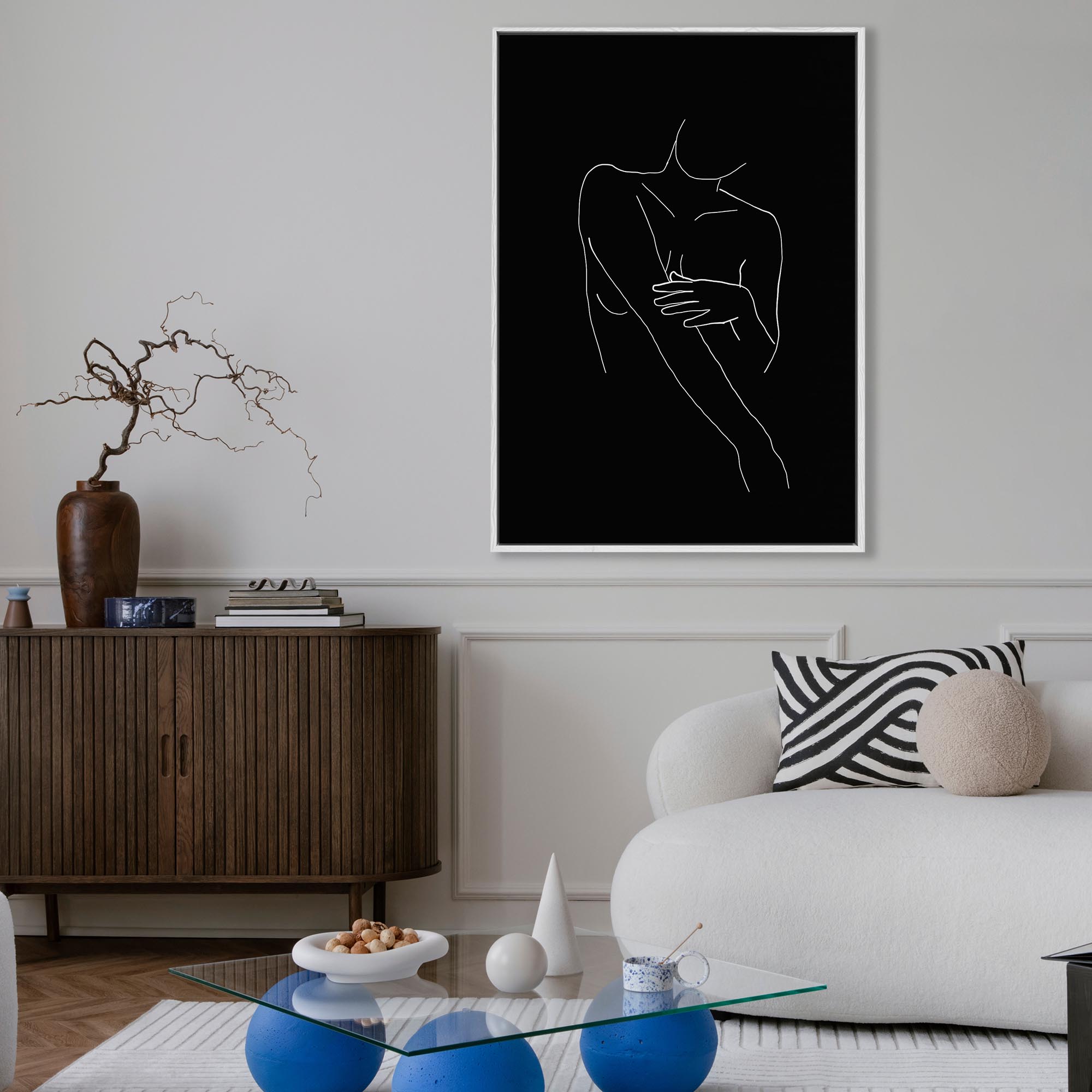 Black On White Female Framed Canvas-Abstract House