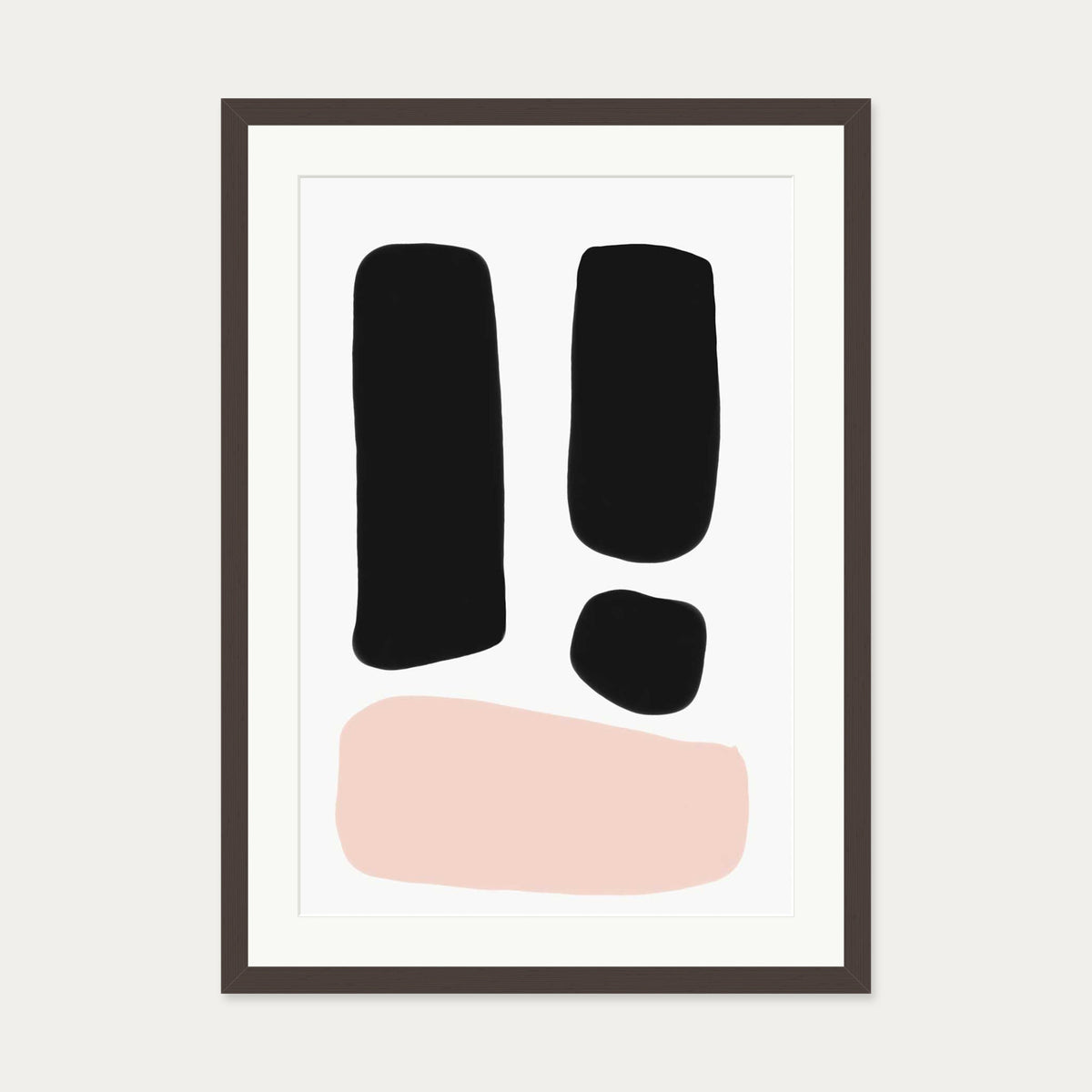 Mono Blush Tones Art Print — 50 x 70 cm — Brown Frame