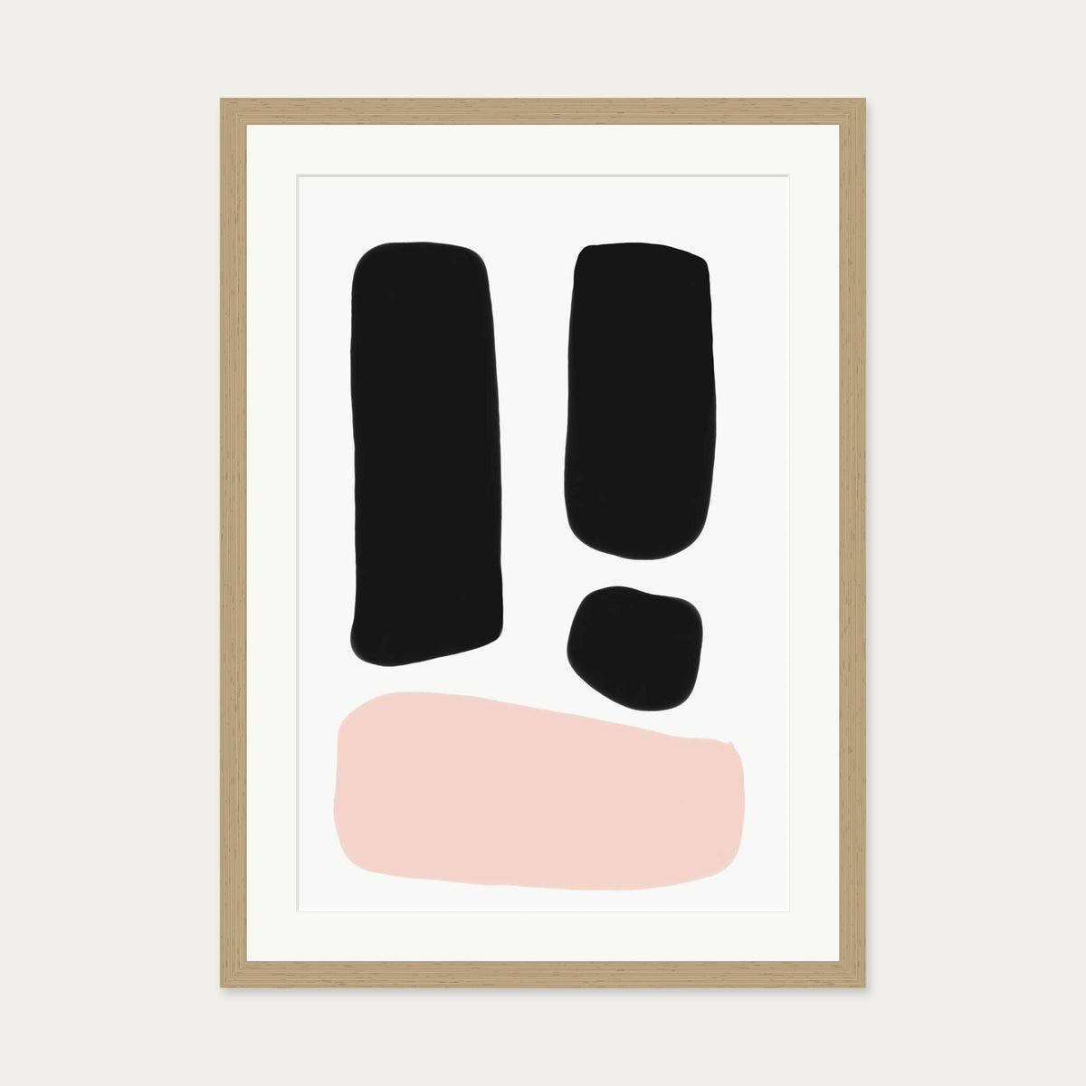 Mono Blush Tones Art Print — 50 x 70 cm — Oak Frame