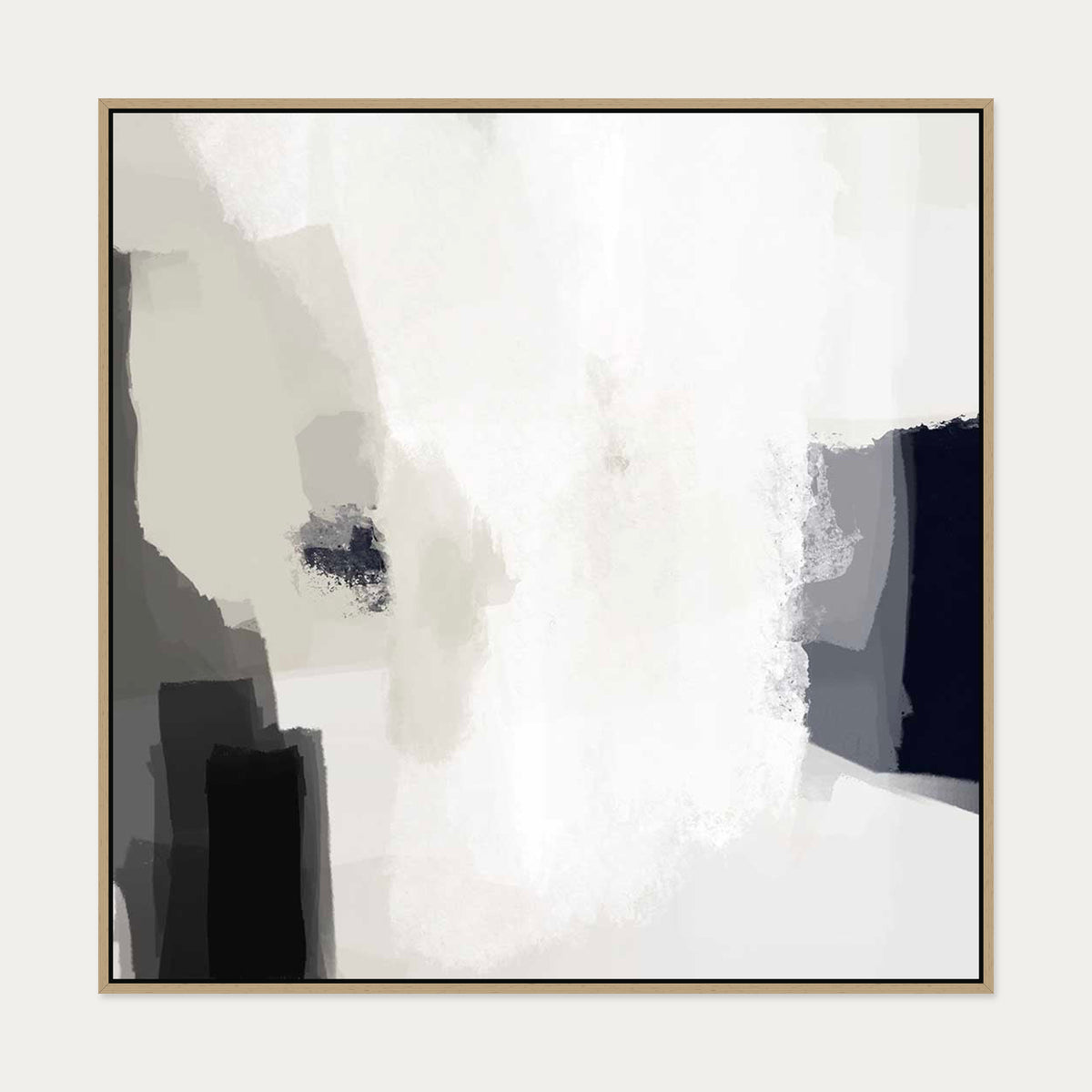 Mono Expressions Canvas Art II — 100 x 100 cm — Oak Frame
