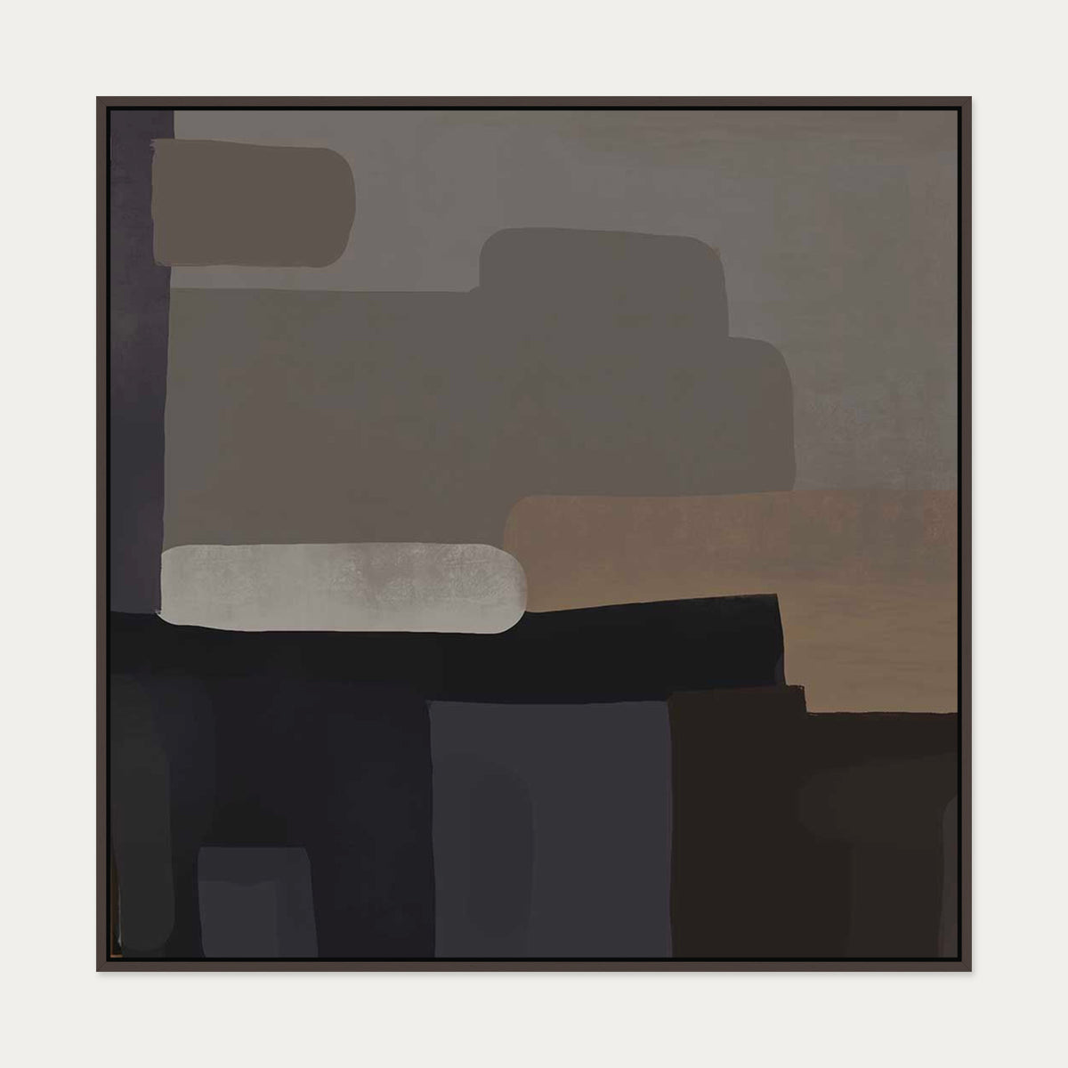 Mono Expressions III Canvas Art — 100 x 100 cm — Brown Frame