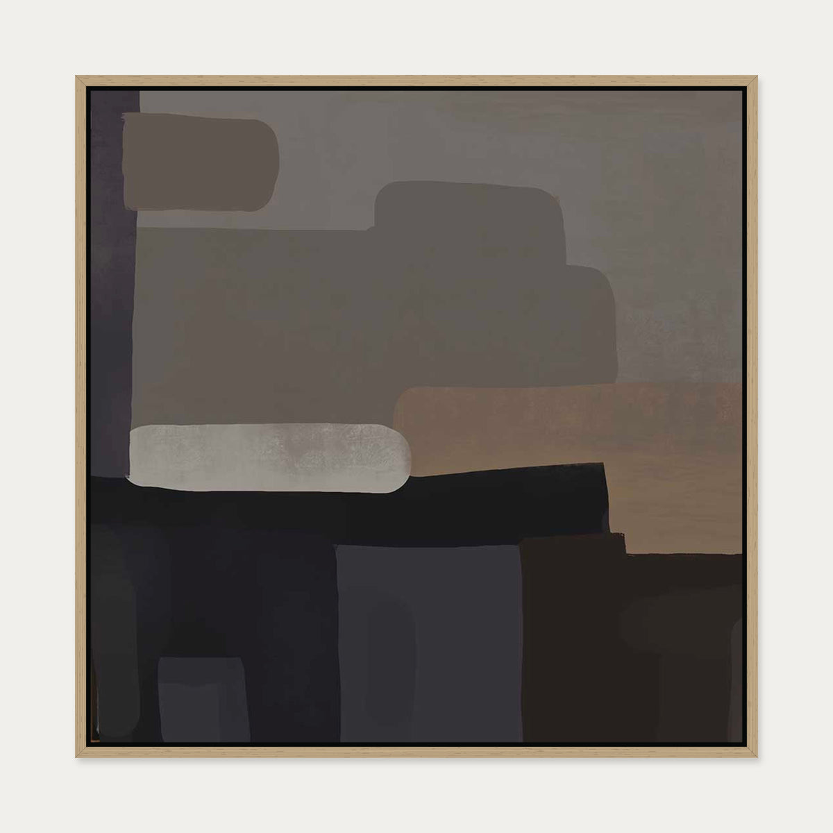Mono Expressions III Canvas Art — 70 x 70 cm — Oak Frame