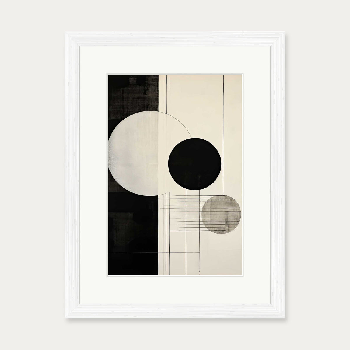 Mono Geometry Art Print — 30 x 40 cm — White Frame