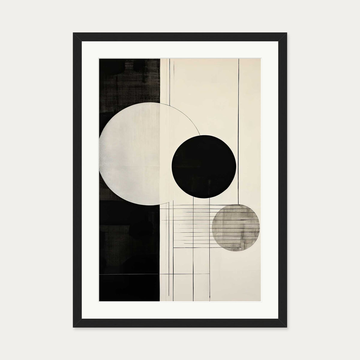 Mono Geometry Art Print — 50 x 70 cm — Black Frame