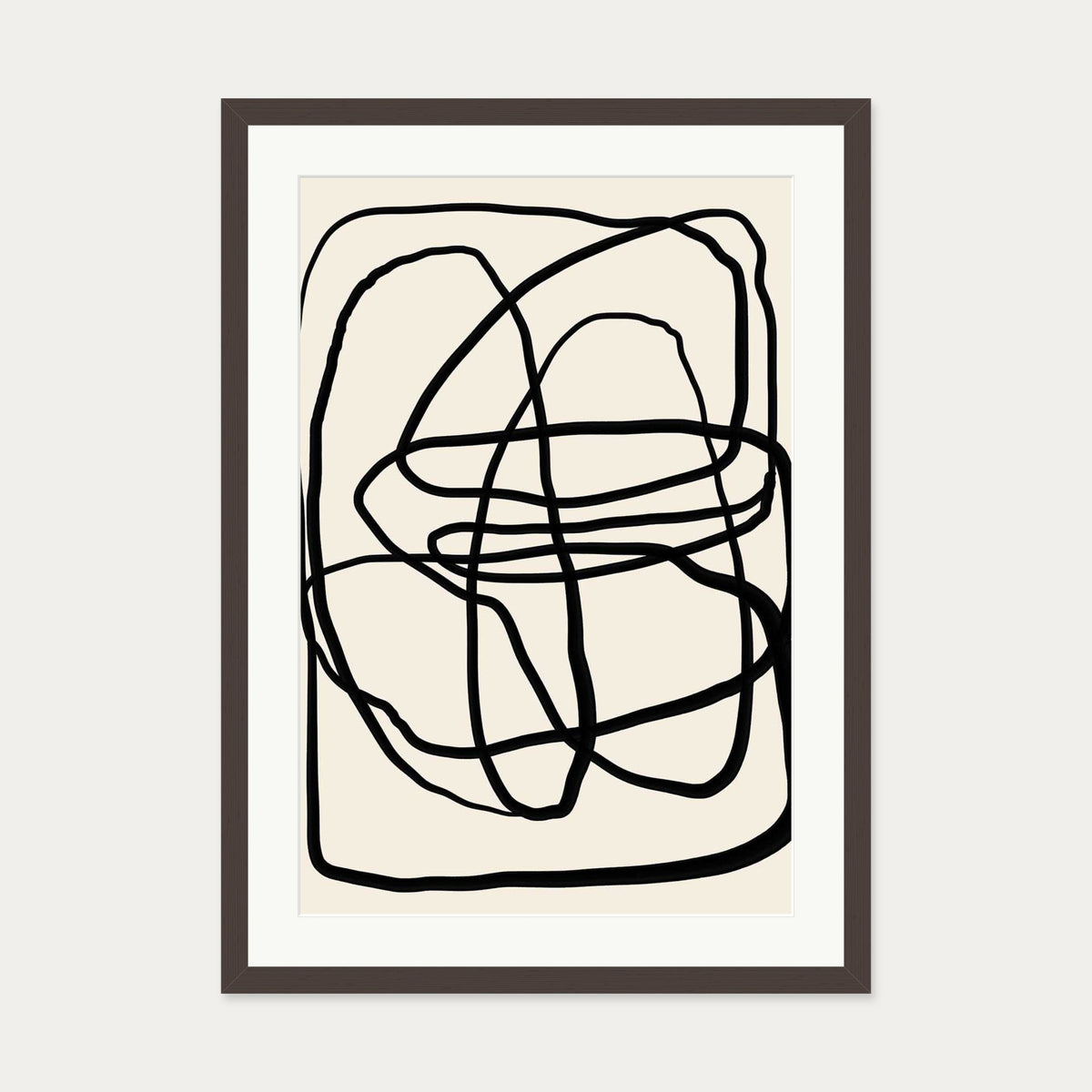 Mono Line II Art Print — 50 x 70 cm — Brown Frame