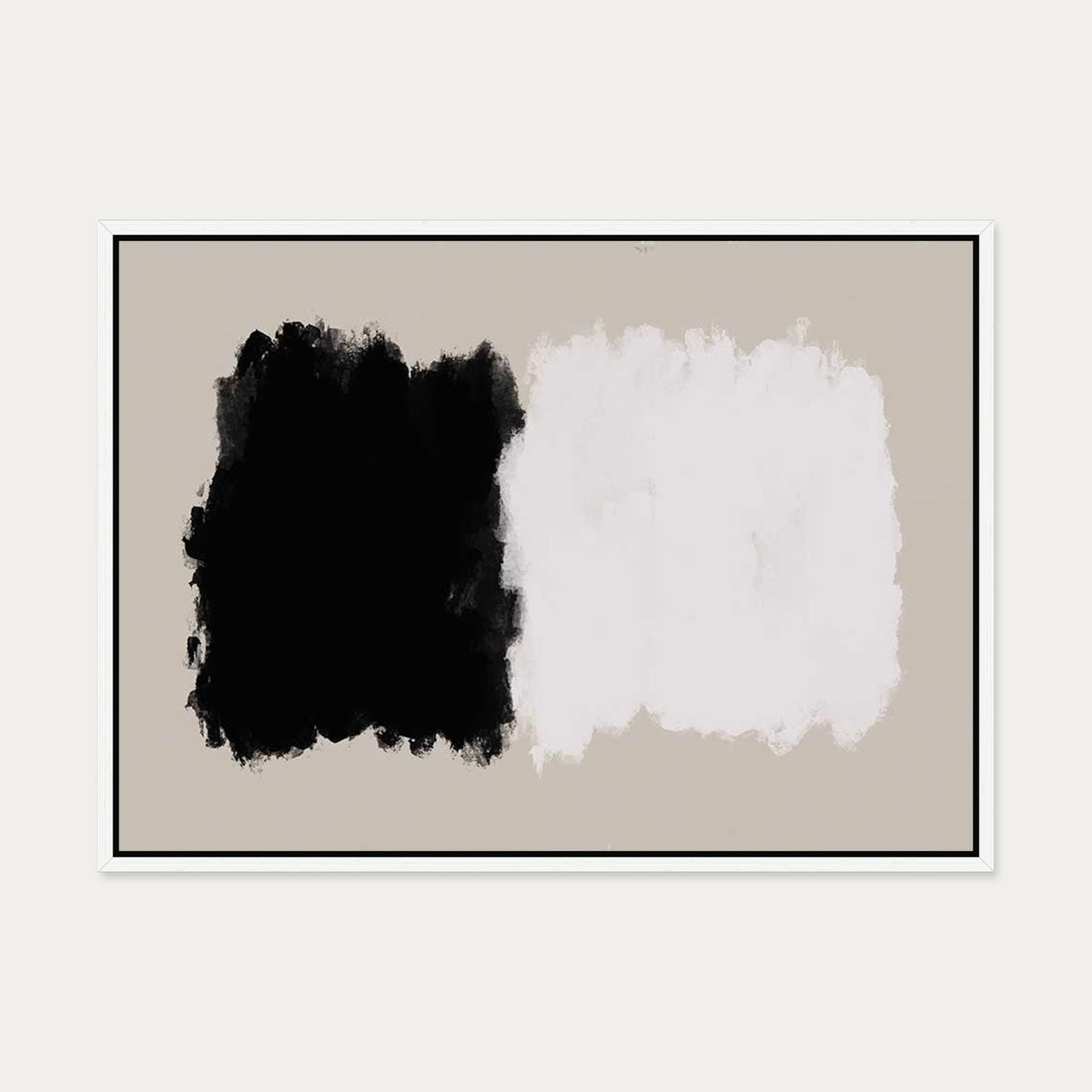Mono On Beige Canvas Art Art — 50 x 70 cm — White Frame
