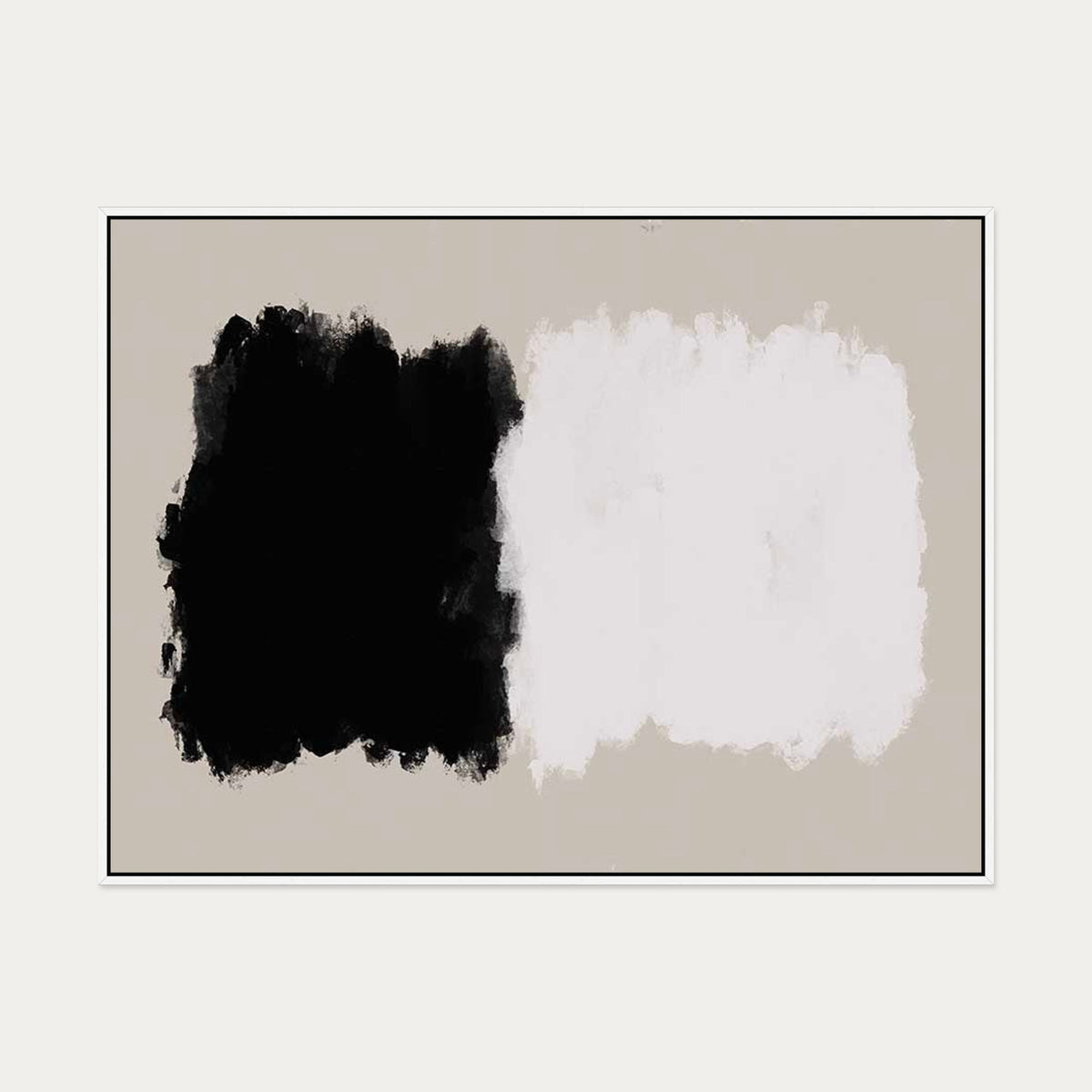 Mono On Beige Canvas Art Art — 90 x 120 cm — White Frame